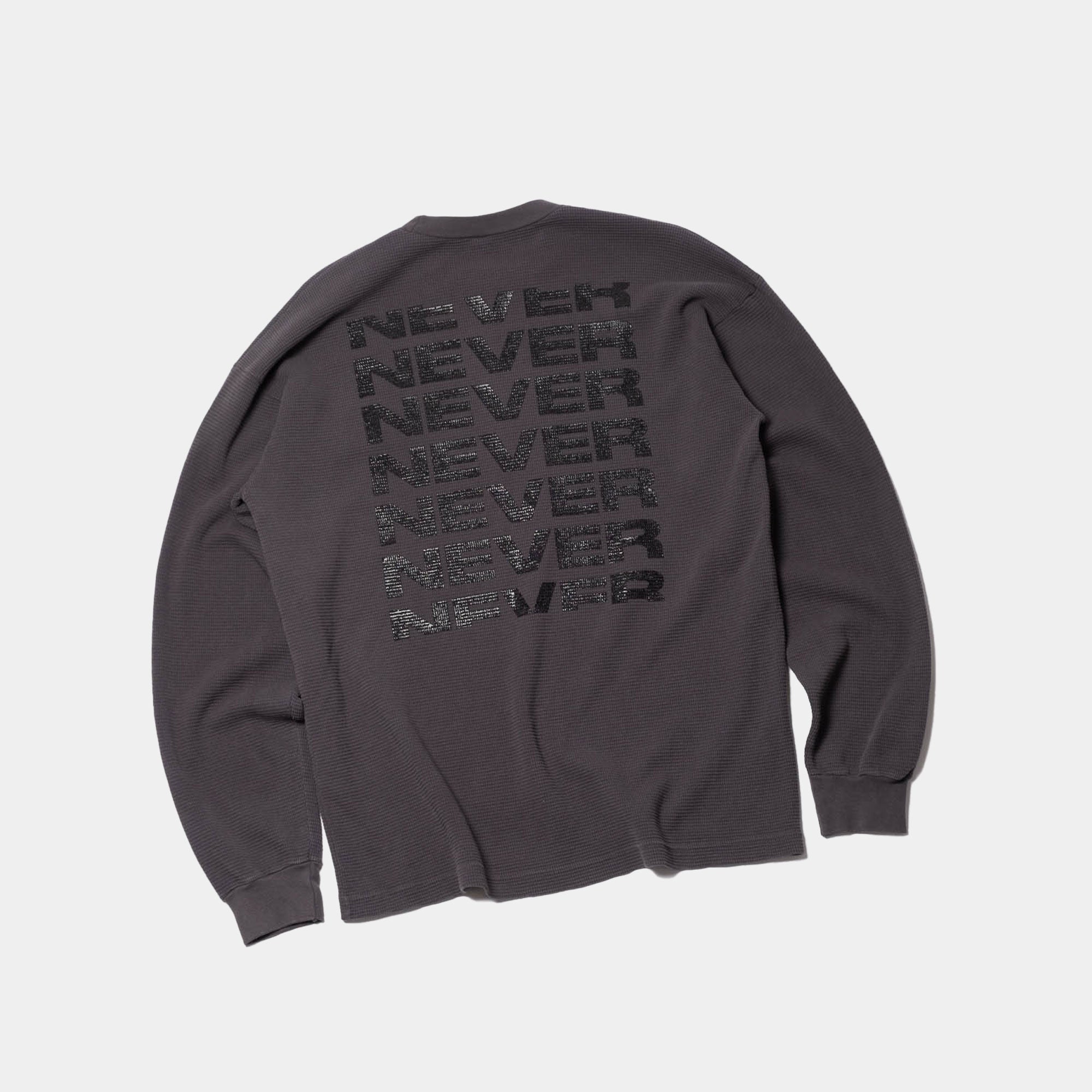 Never Never Waffle Stack LS Tee - Washed Black