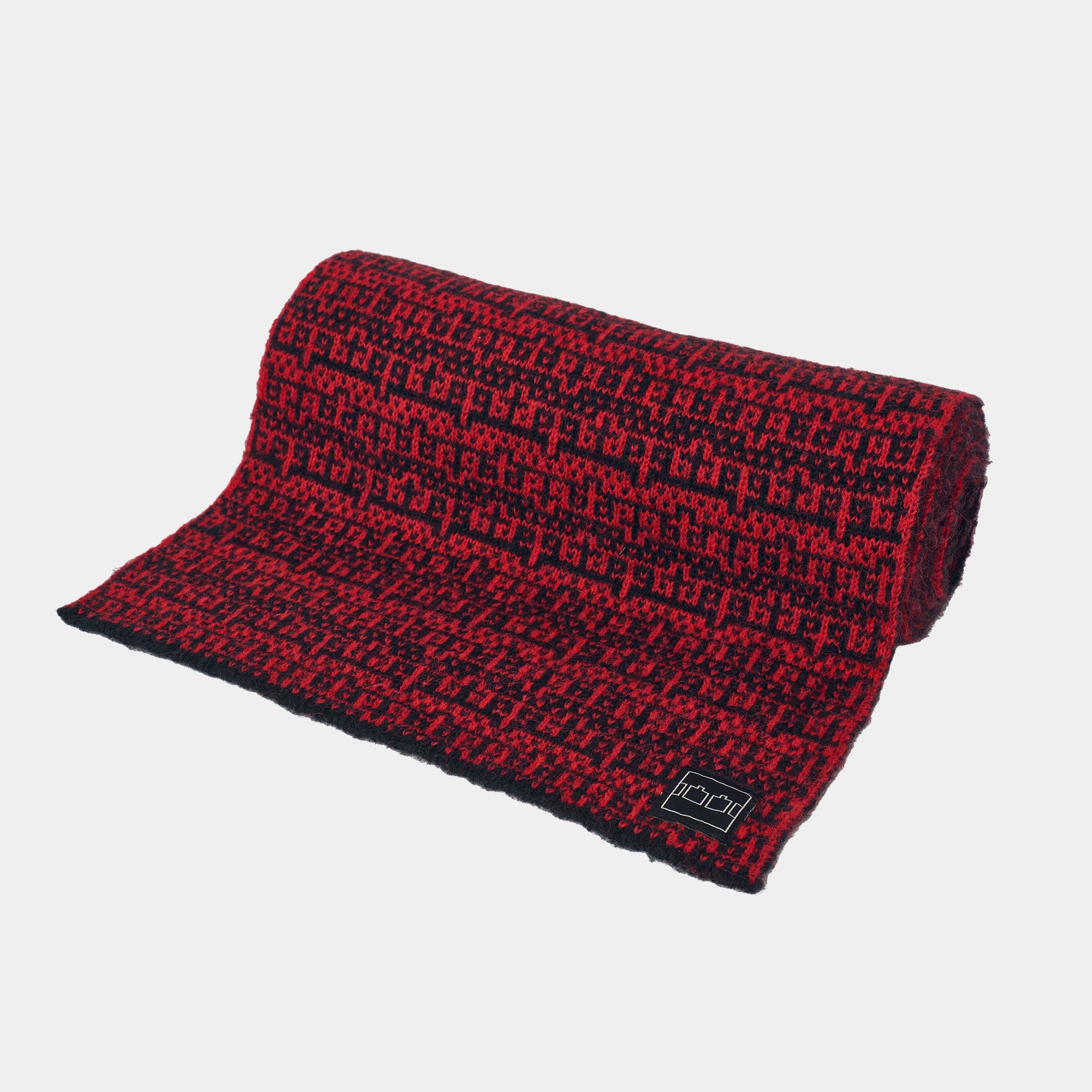 The Trilogy Tapes TTT Shadow Multiple Knitted Scarf - Carmine Red/Black