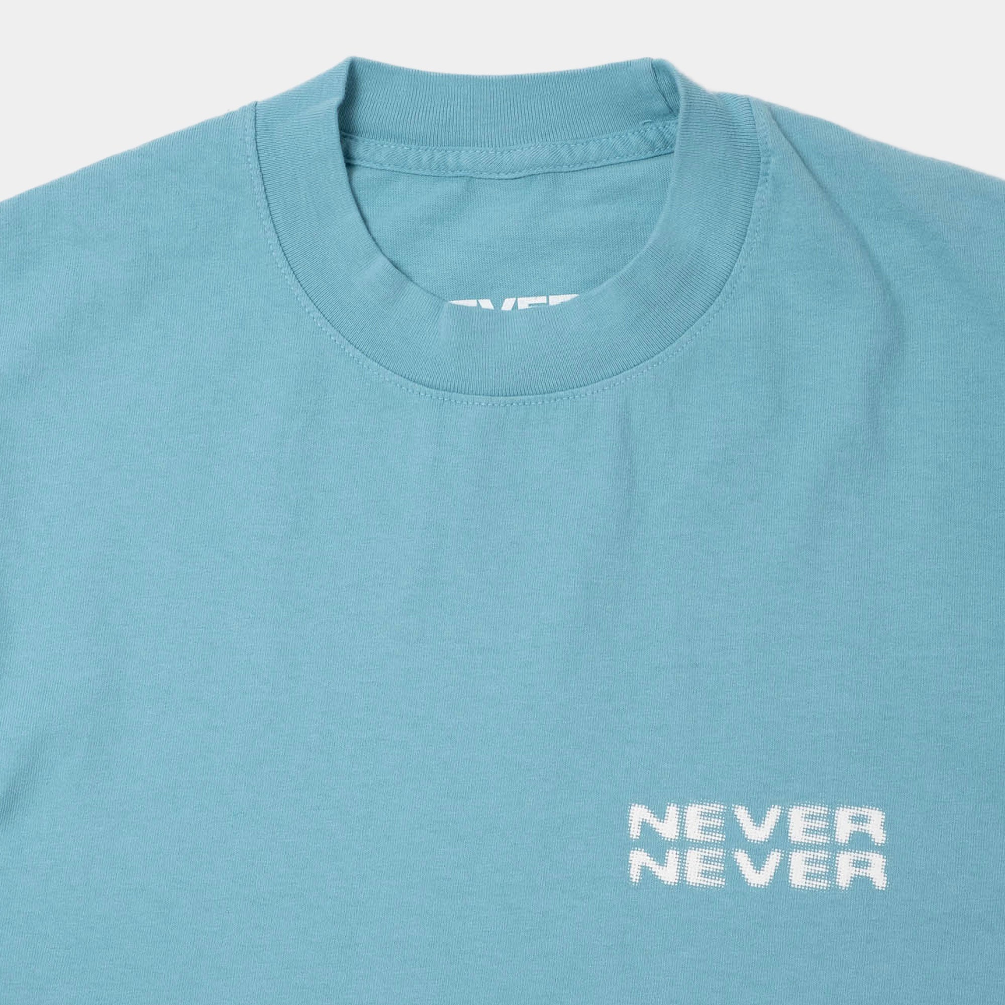 Never Never Halftone Stack Tee - Coral Blue