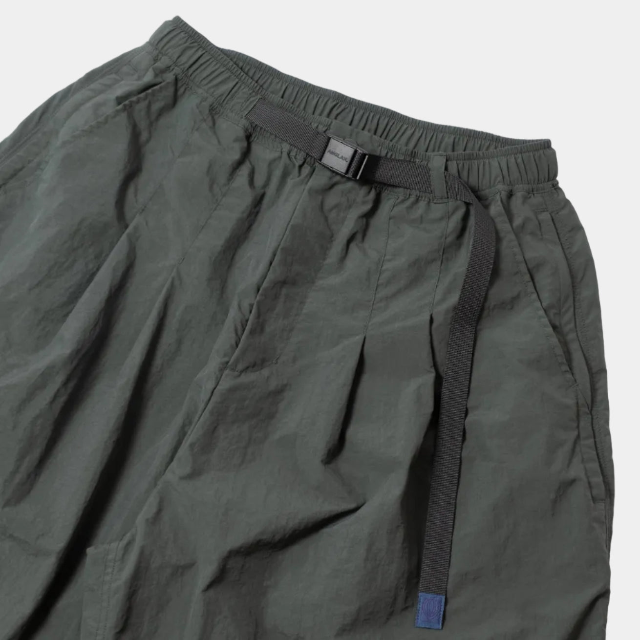 Anglan Nylon Tuck Belt String Balloon Pants - Green