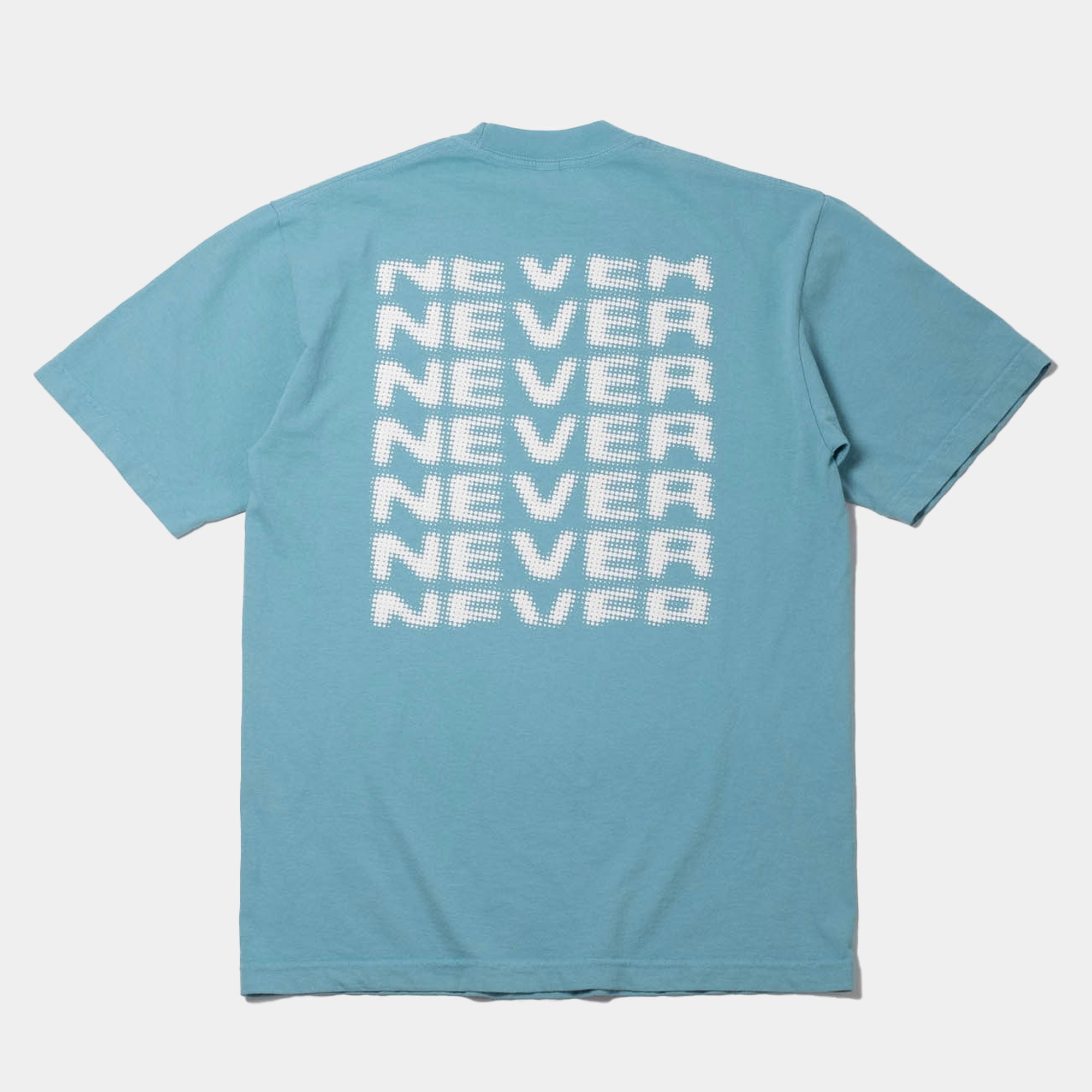 Never Never Halftone Stack Tee - Coral Blue