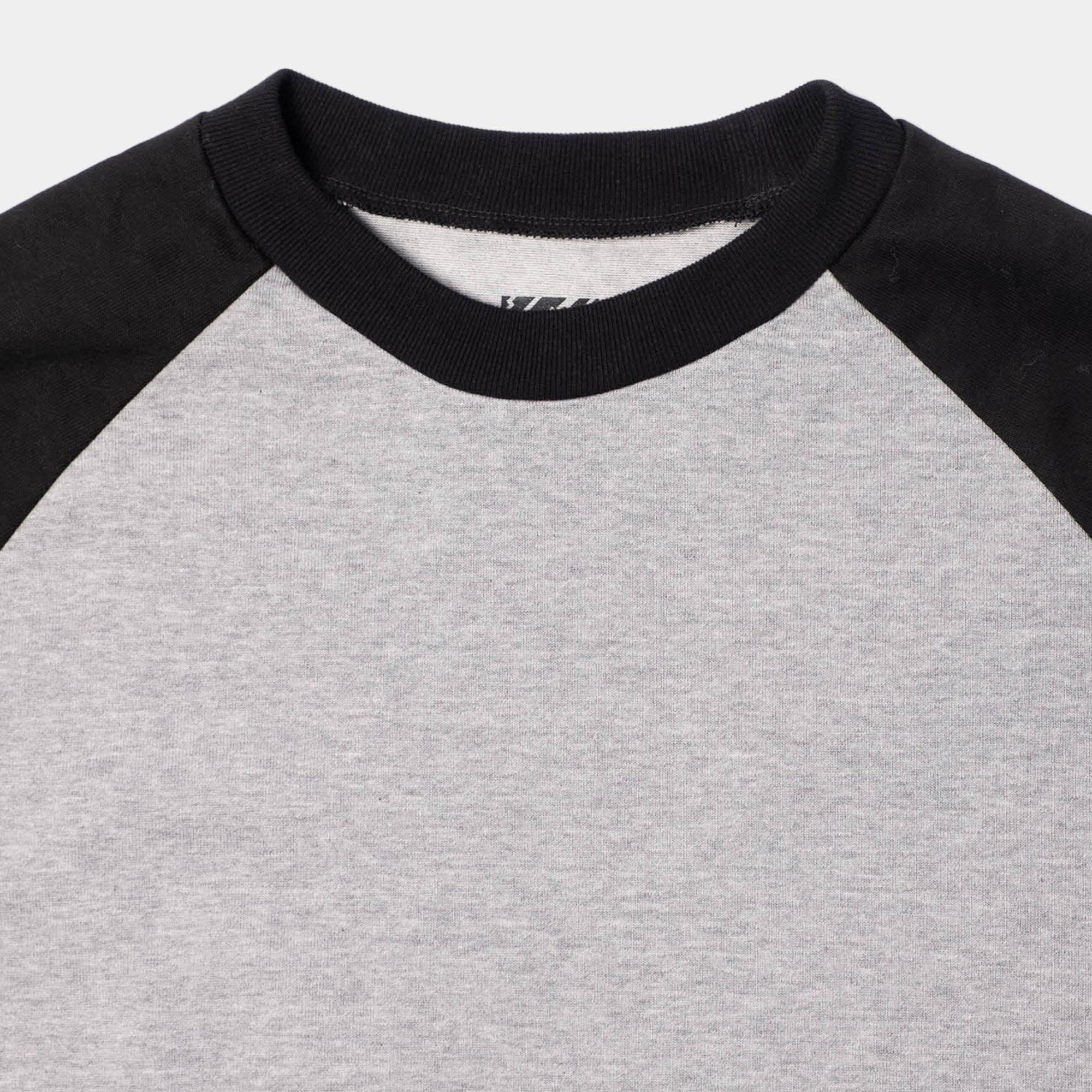 is-ness Balloon Raglan Long Sleeve T-Shirt - Grey/Black