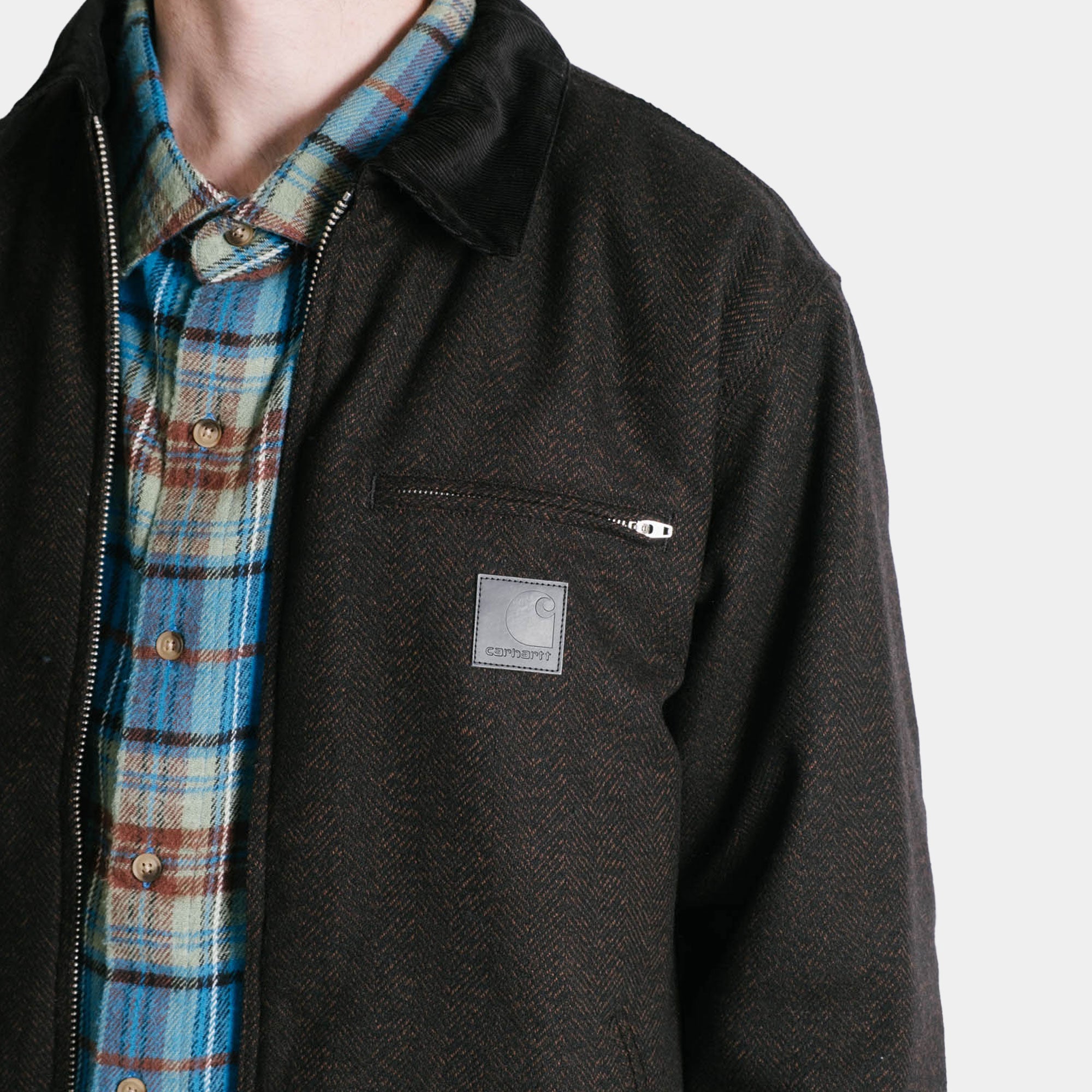 Carhartt WIP Truman Herringbone Coat - Chocolate/Black