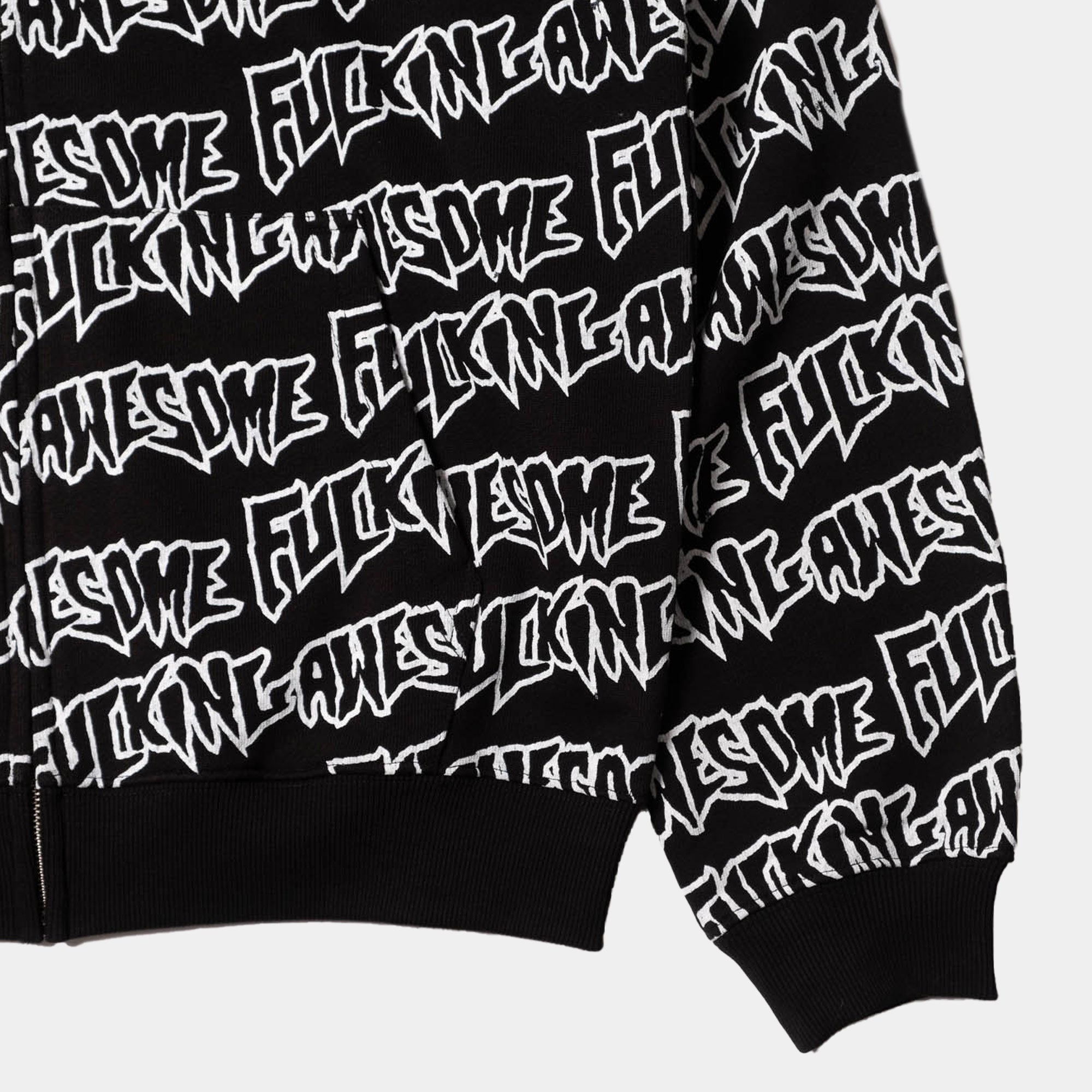 Fucking Awesome AOP Stamp Zipped Hoodie - Black/White