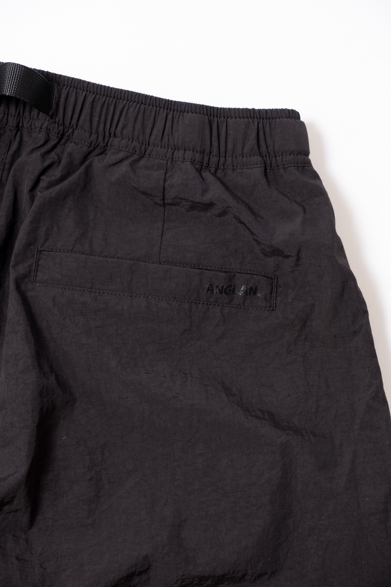 Anglan Nylon Tuck Belt String Balloon Pants - Black