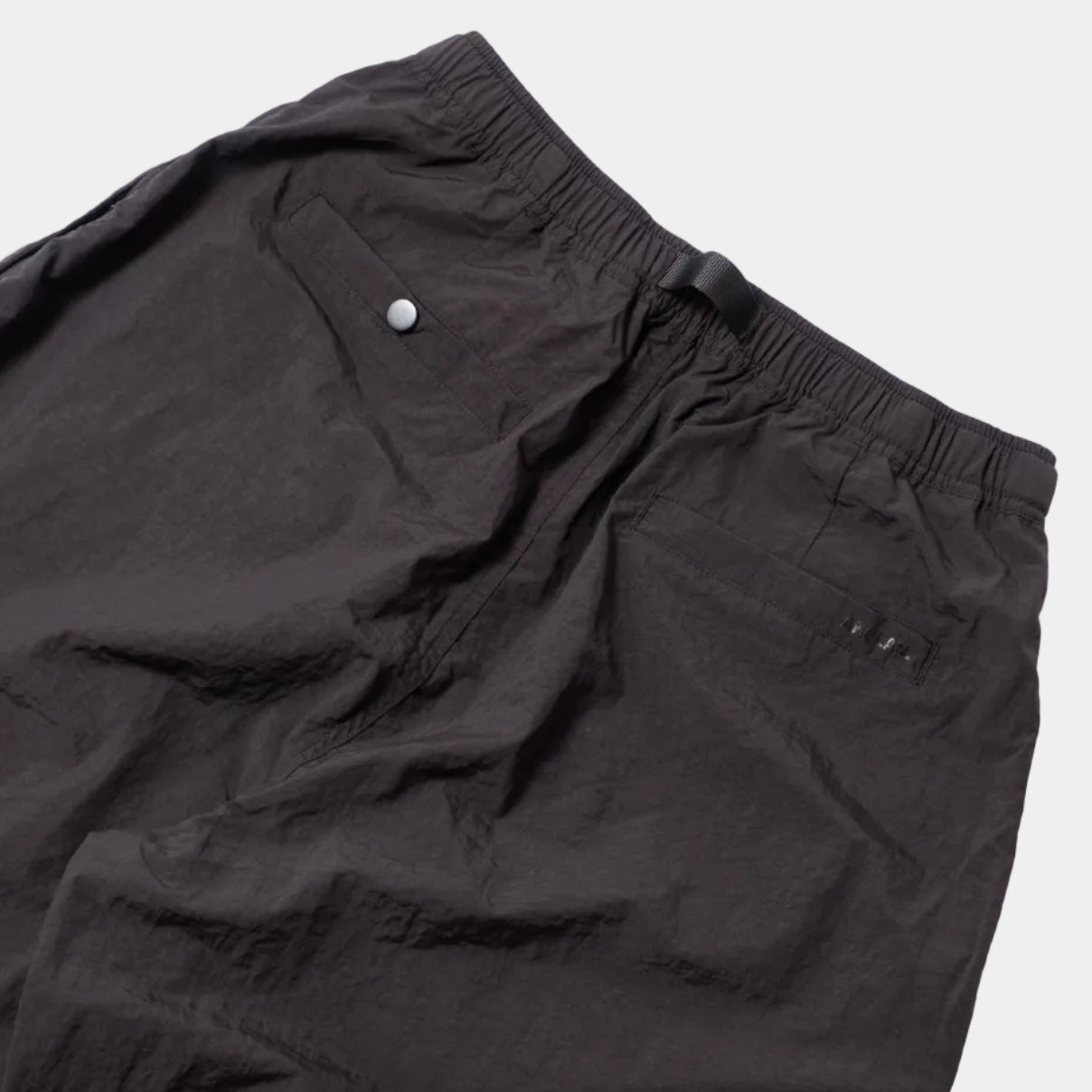 Anglan Nylon Tuck Belt String Balloon Pants - Black