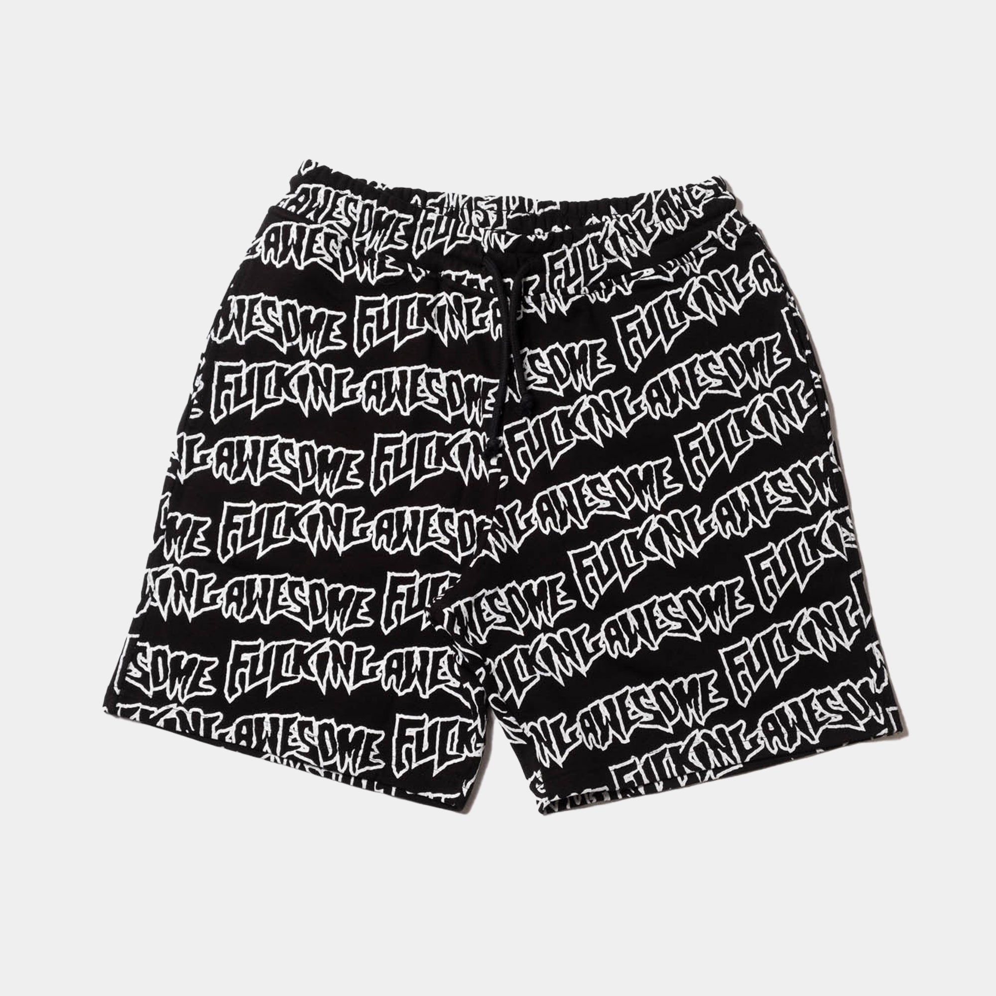 Fucking Awesome AOP Stamp Sweat Shorts - Black/White