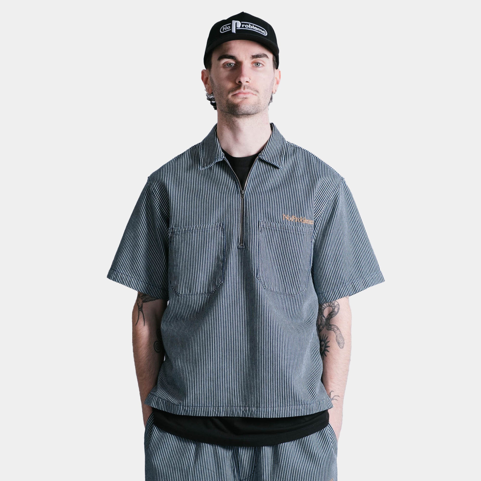 No Problemo Mini Problemo SS Work Shirt - Hickory Stripe