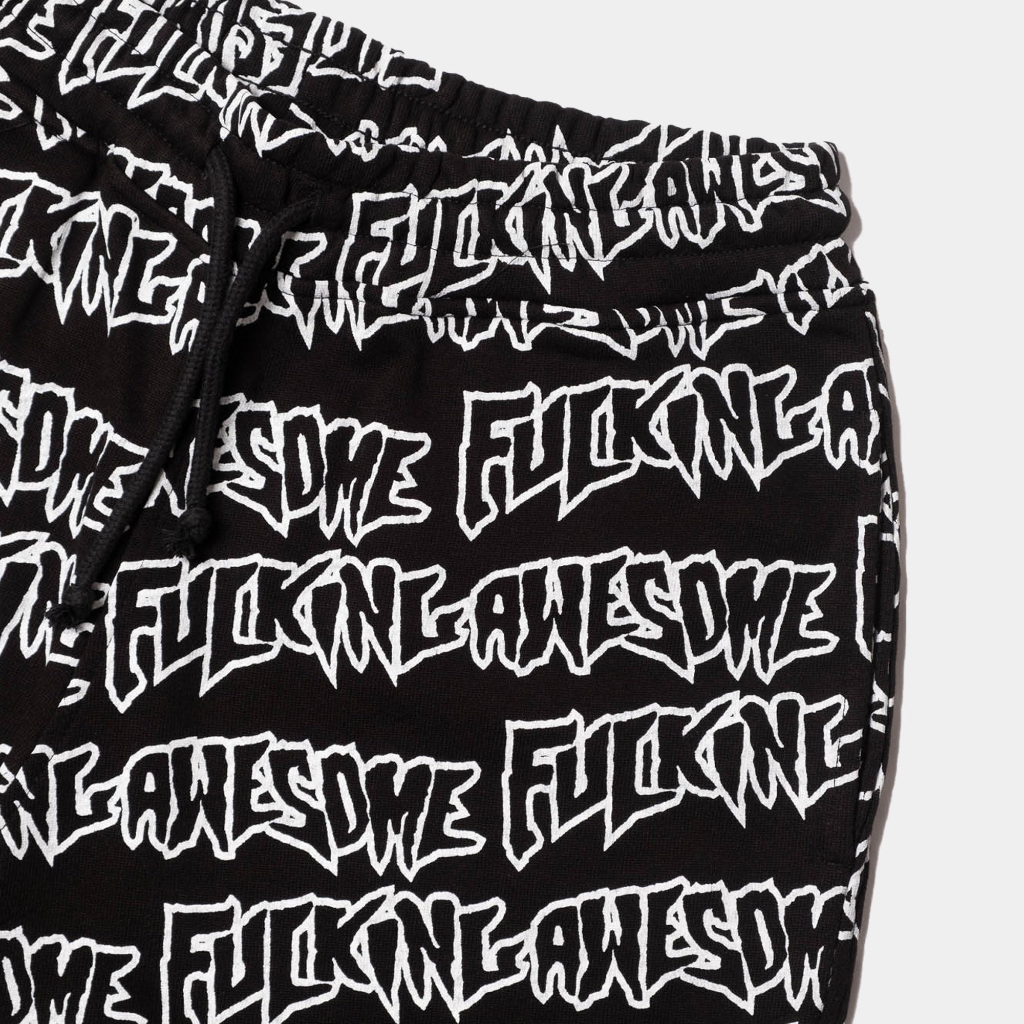 Fucking Awesome AOP Stamp Sweat Shorts - Black/White