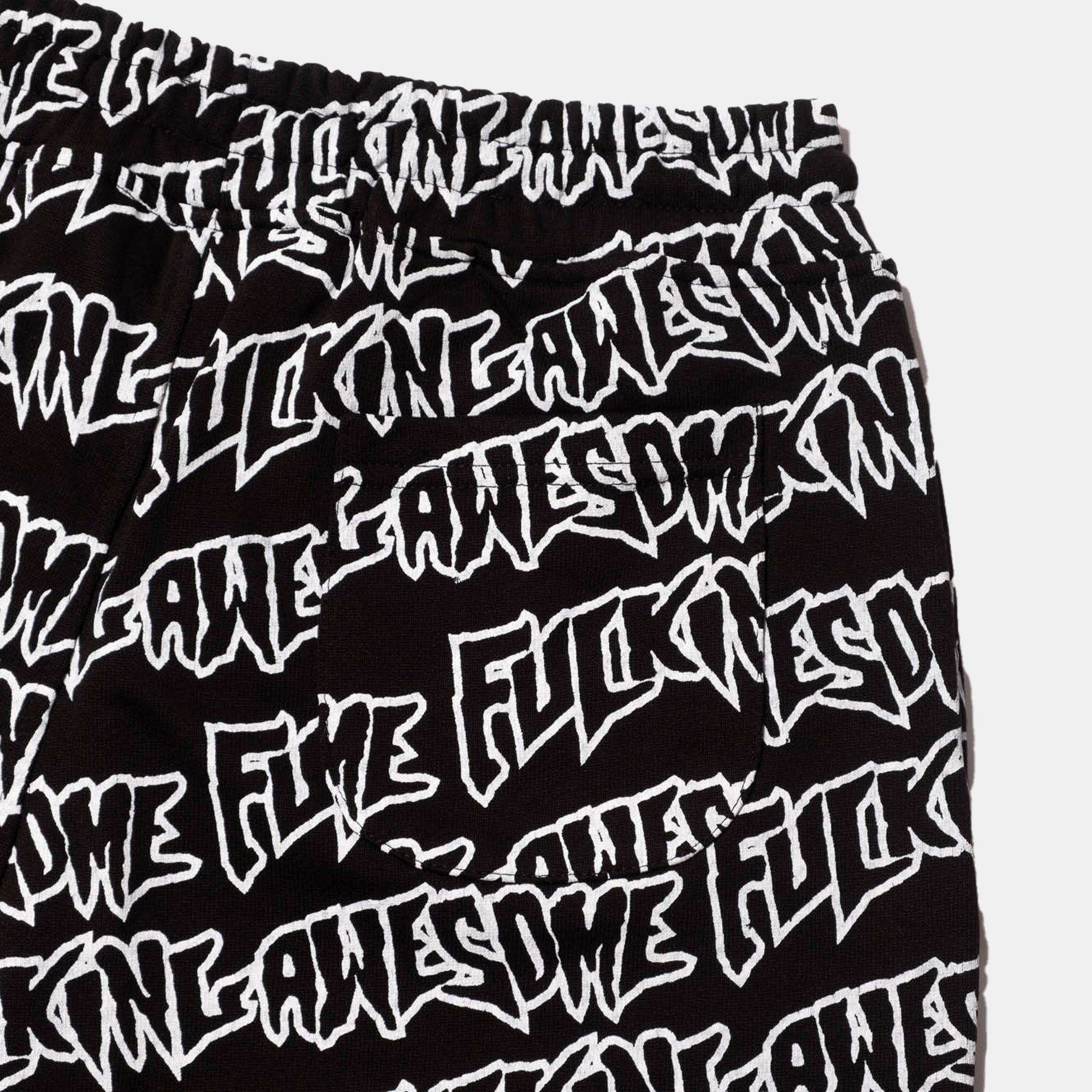 Fucking Awesome AOP Stamp Sweat Shorts - Black/White