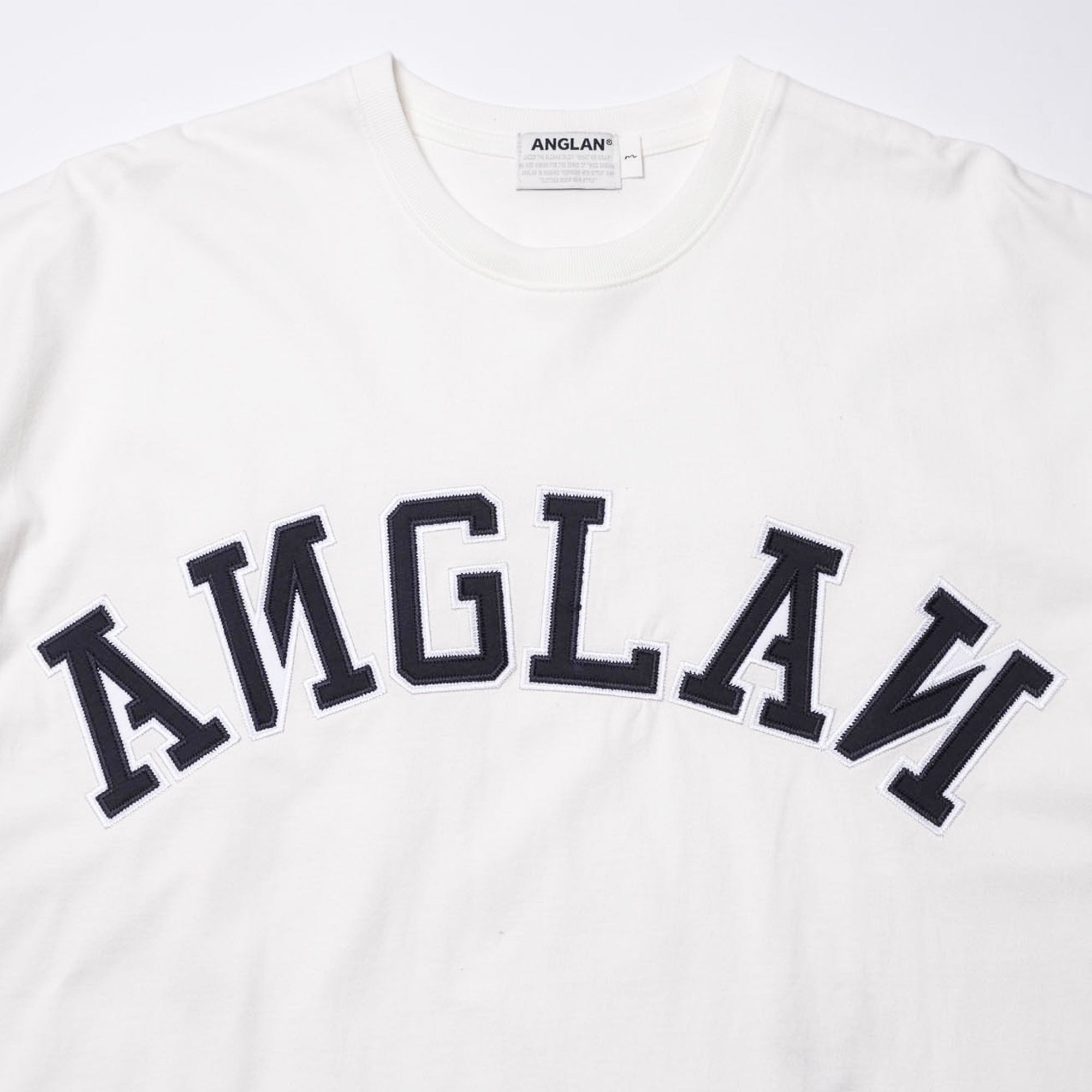 Anglan Applique Logo Half Tee - White