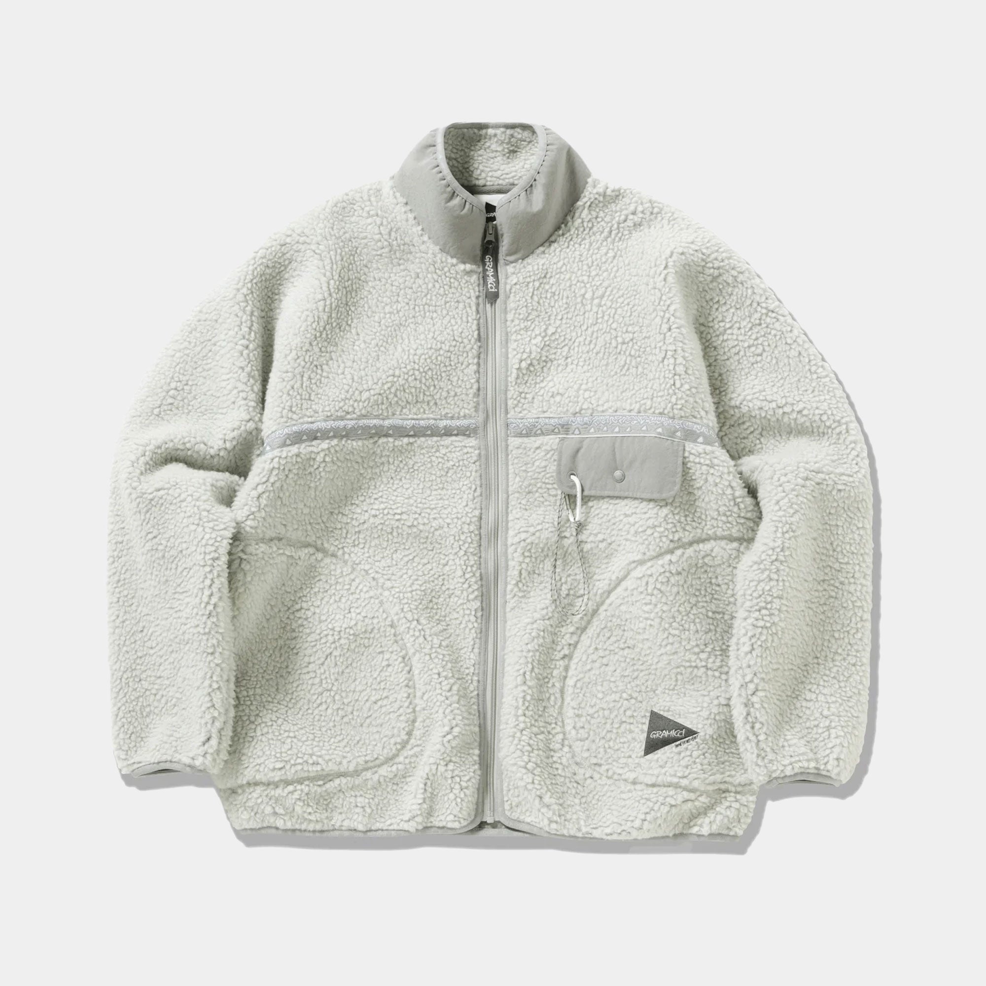 Gramicci x And Wander Women's JQ Tape Fleece Jacket - Light Grey