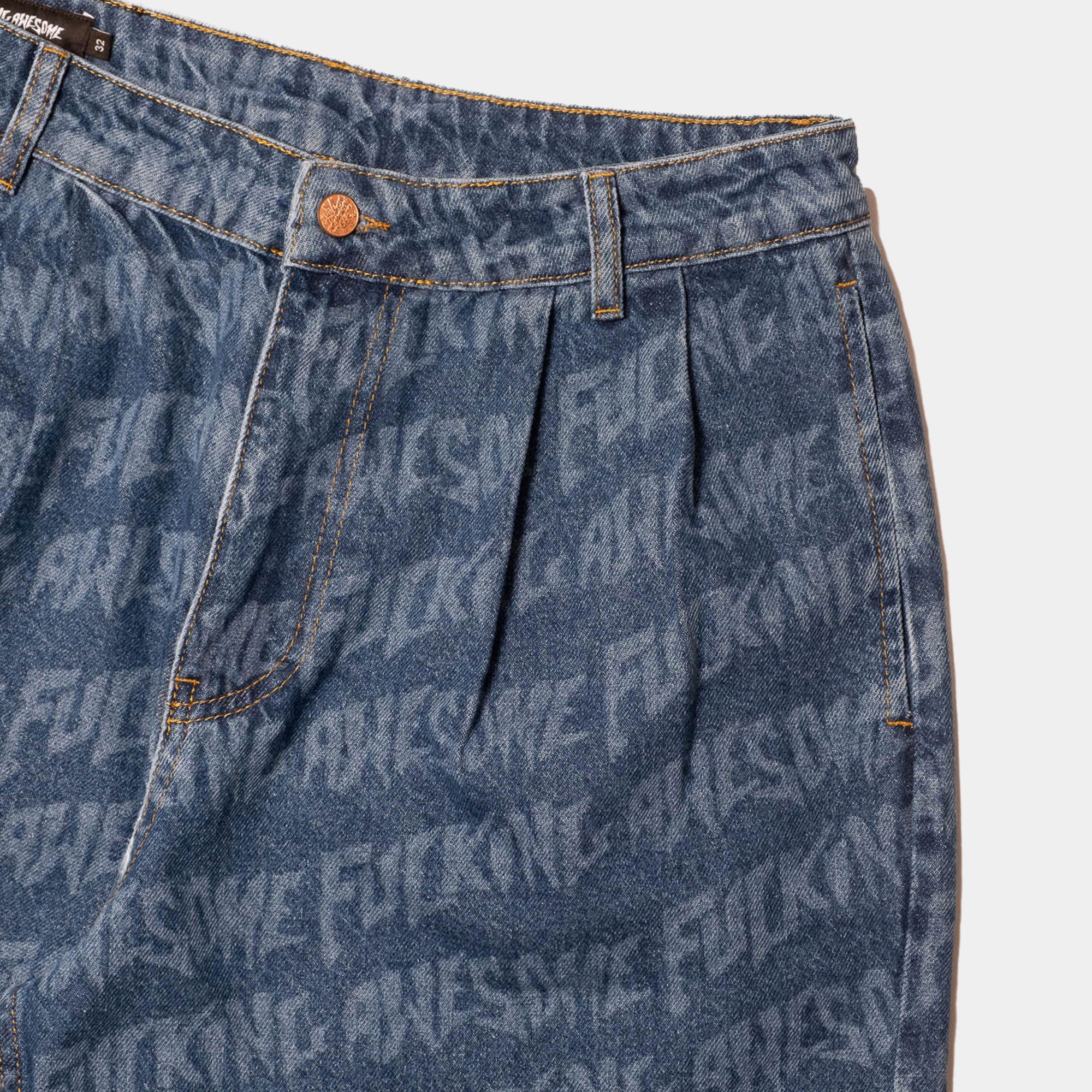 Fucking Awesome Baggy Pleated Laser Short - Indigo