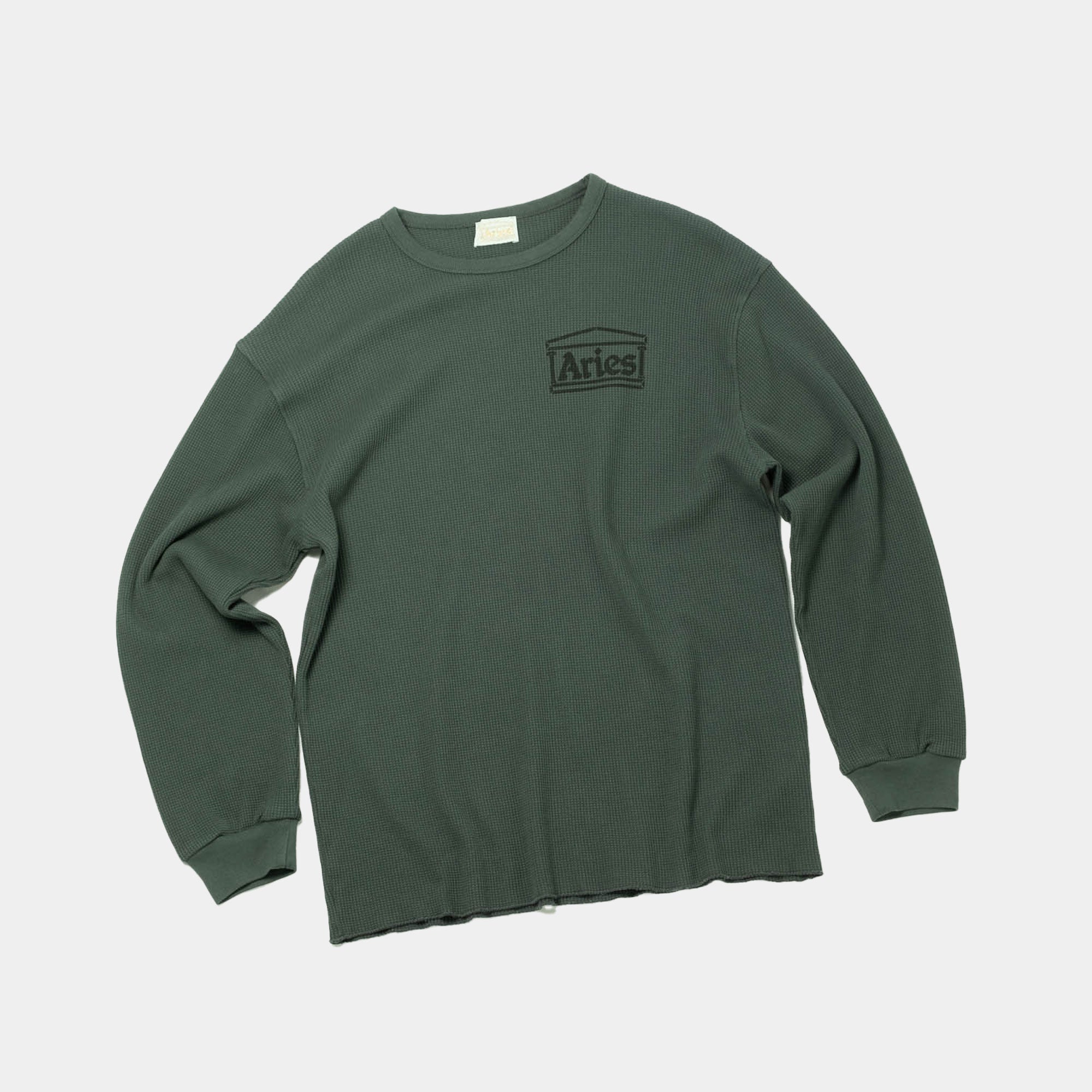 Aries Waffle LS Tee - Dark Olive