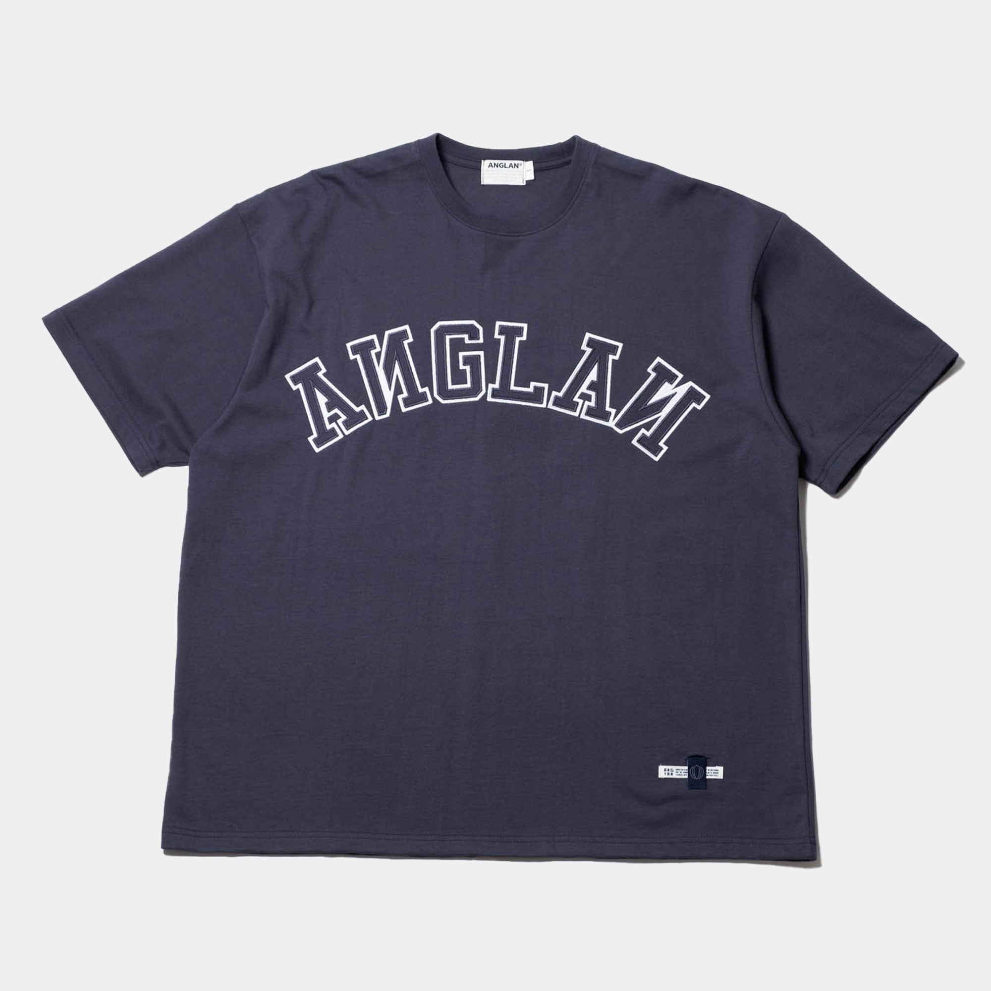 Anglan Applique Logo Half Tee - Navy