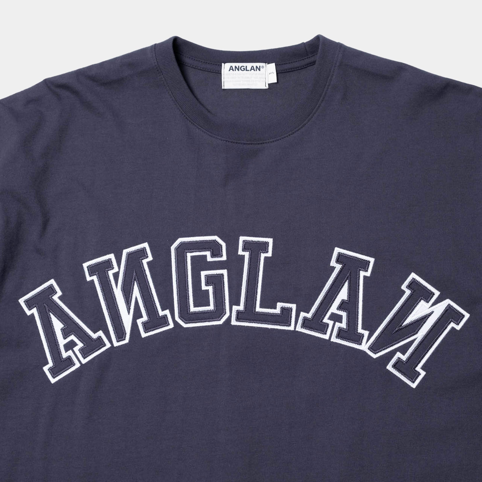 Anglan Applique Logo Half Tee - Navy