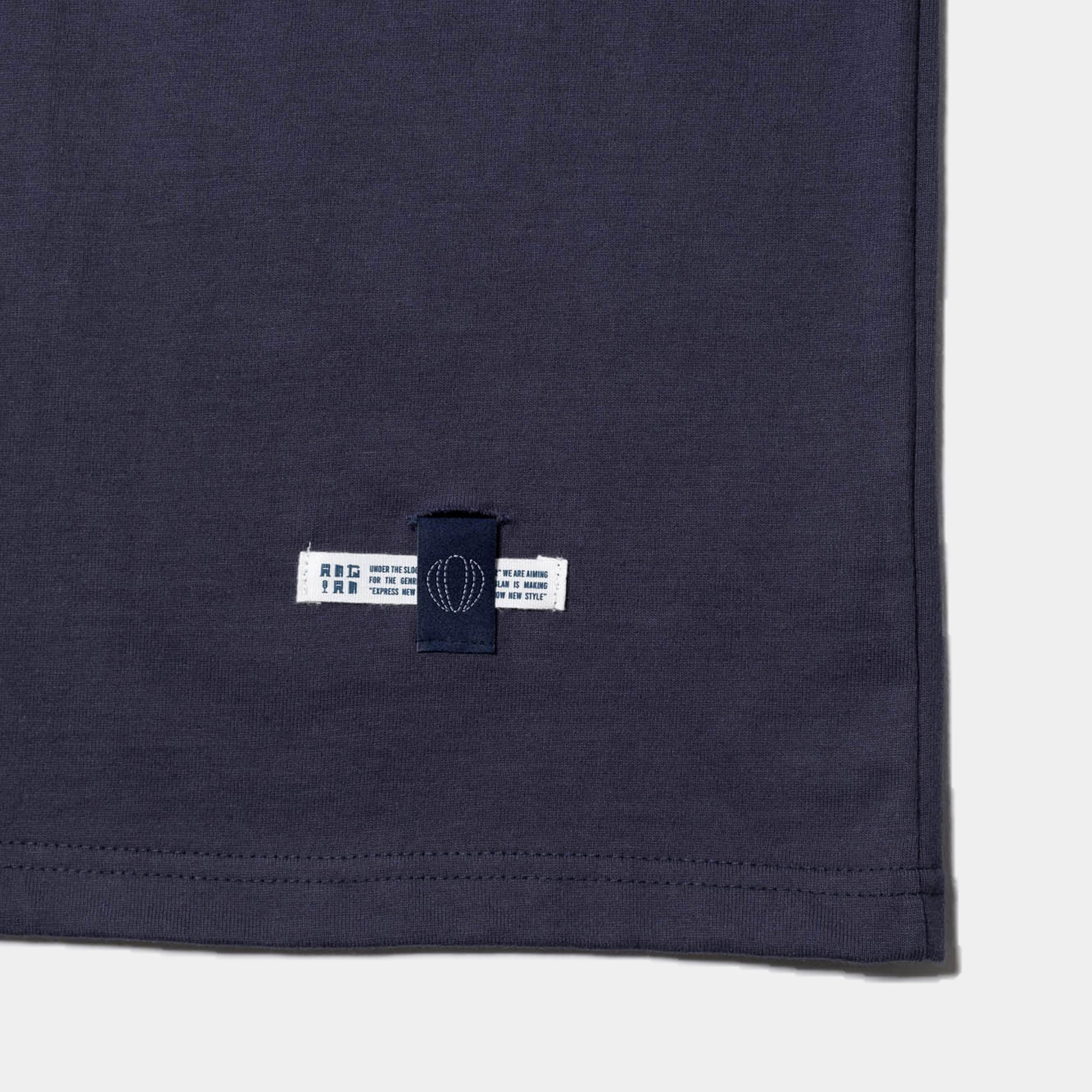 Anglan Applique Logo Half Tee - Navy