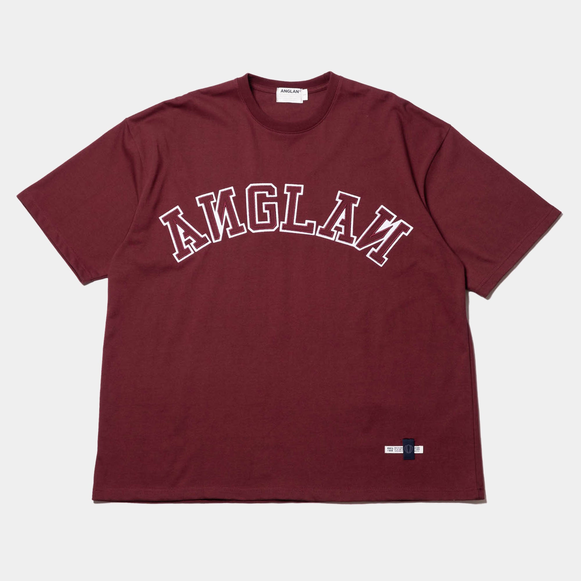 Anglan Applique Logo Half Tee - Burgundy