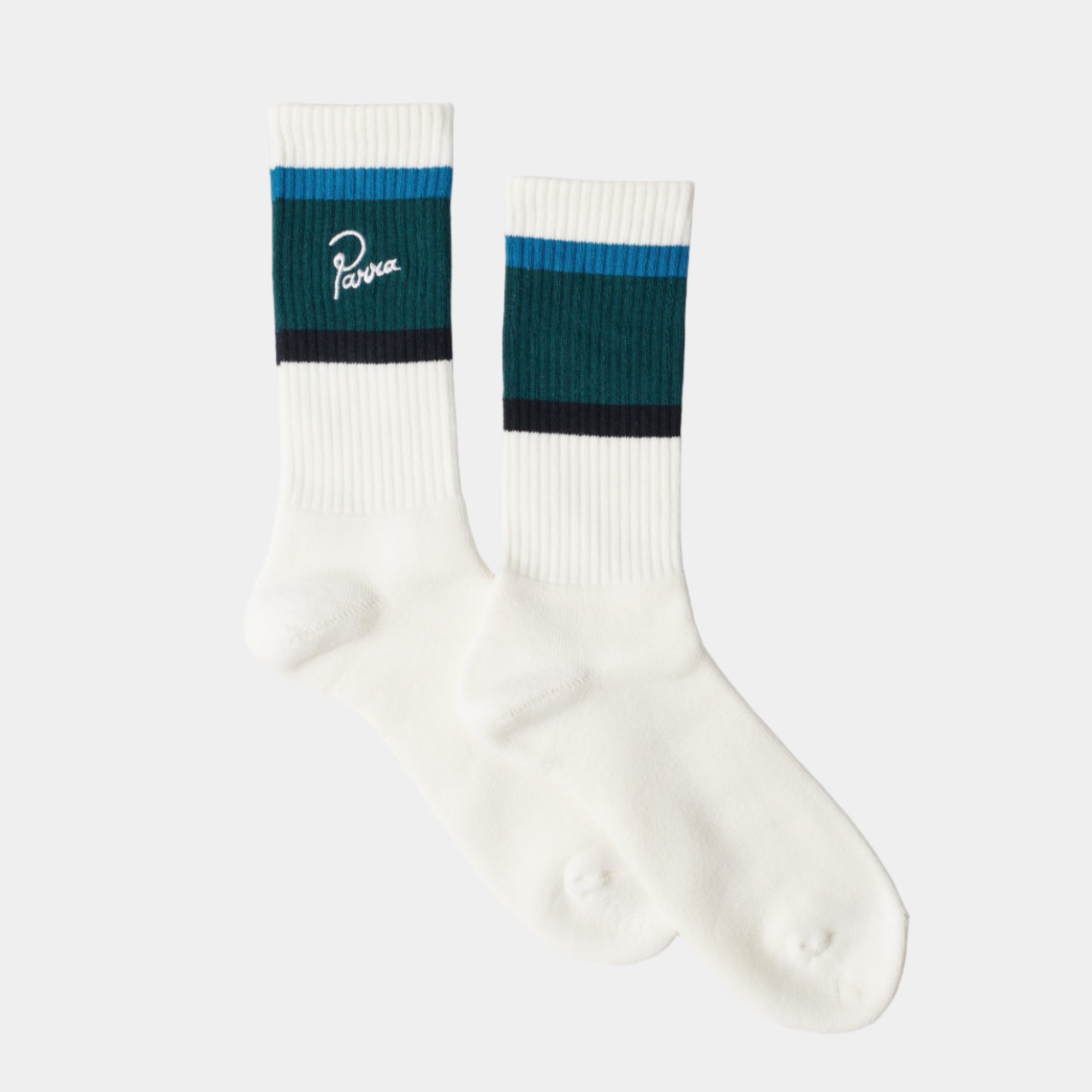 By Parra Signature Striped Crew Socks - Mallard Green