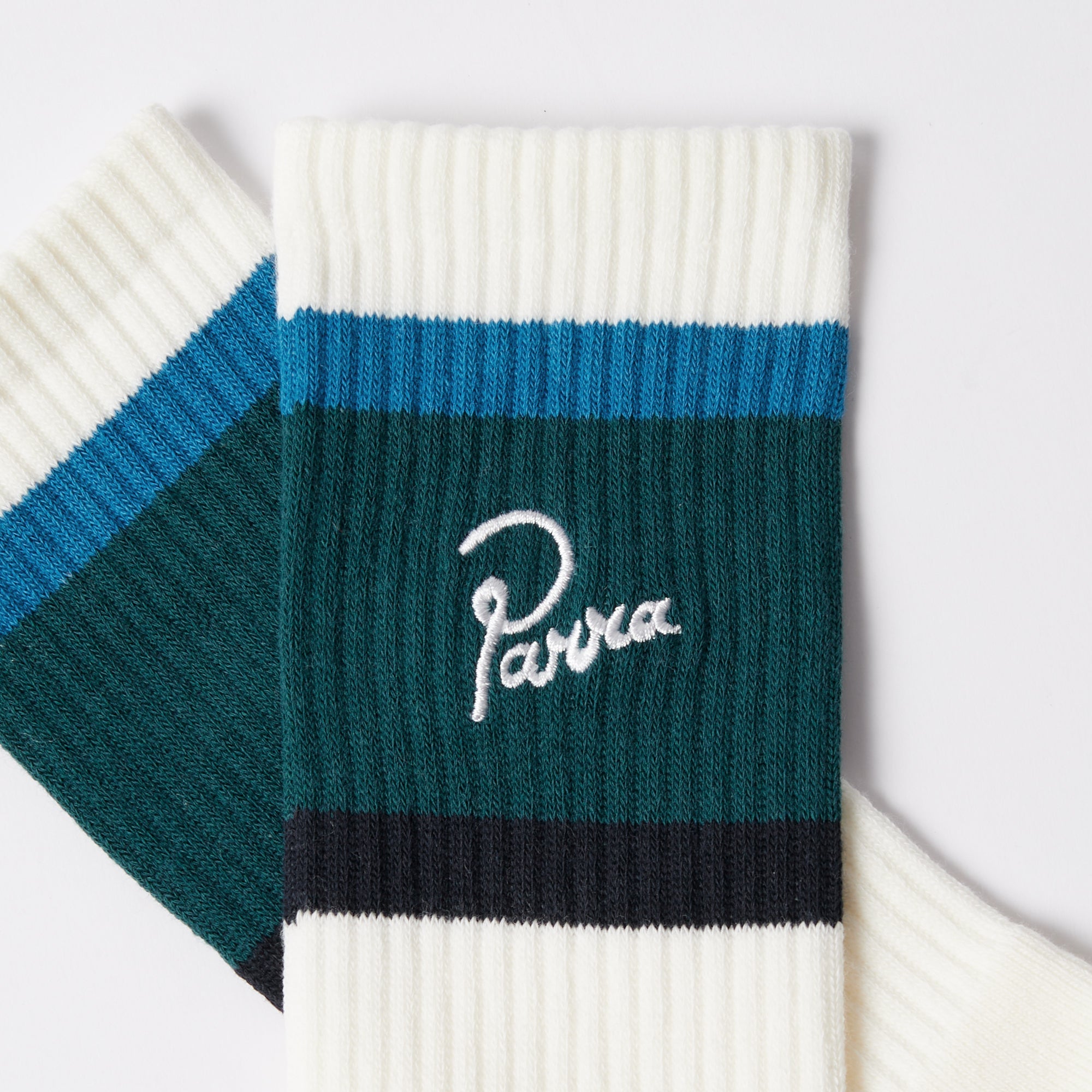 By Parra Signature Striped Crew Socks - Mallard Green