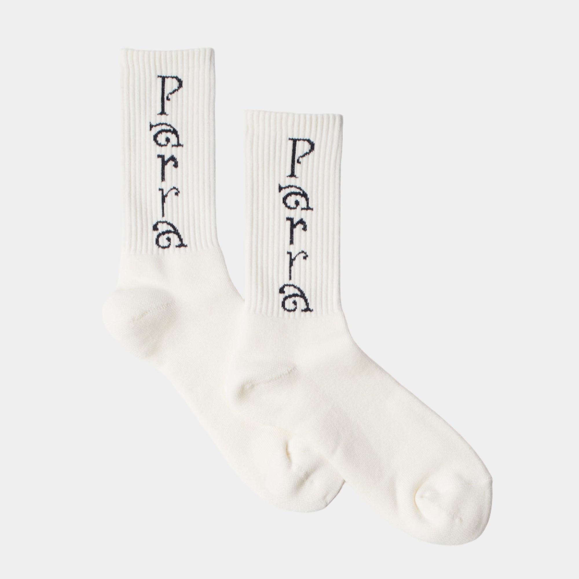 By Parra Weird Trad Logo Crew Socks - White