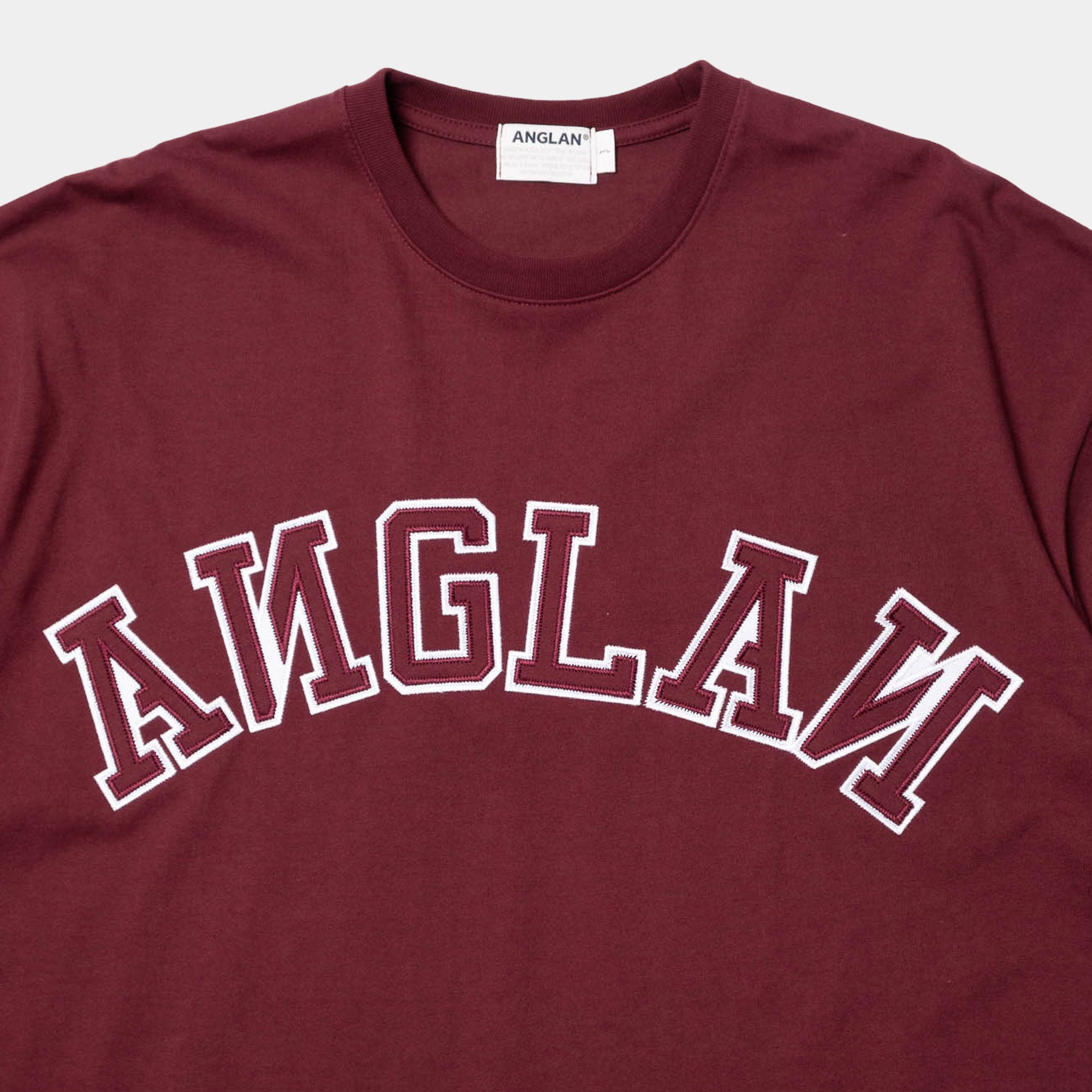 Anglan Applique Logo Half Tee - Burgundy