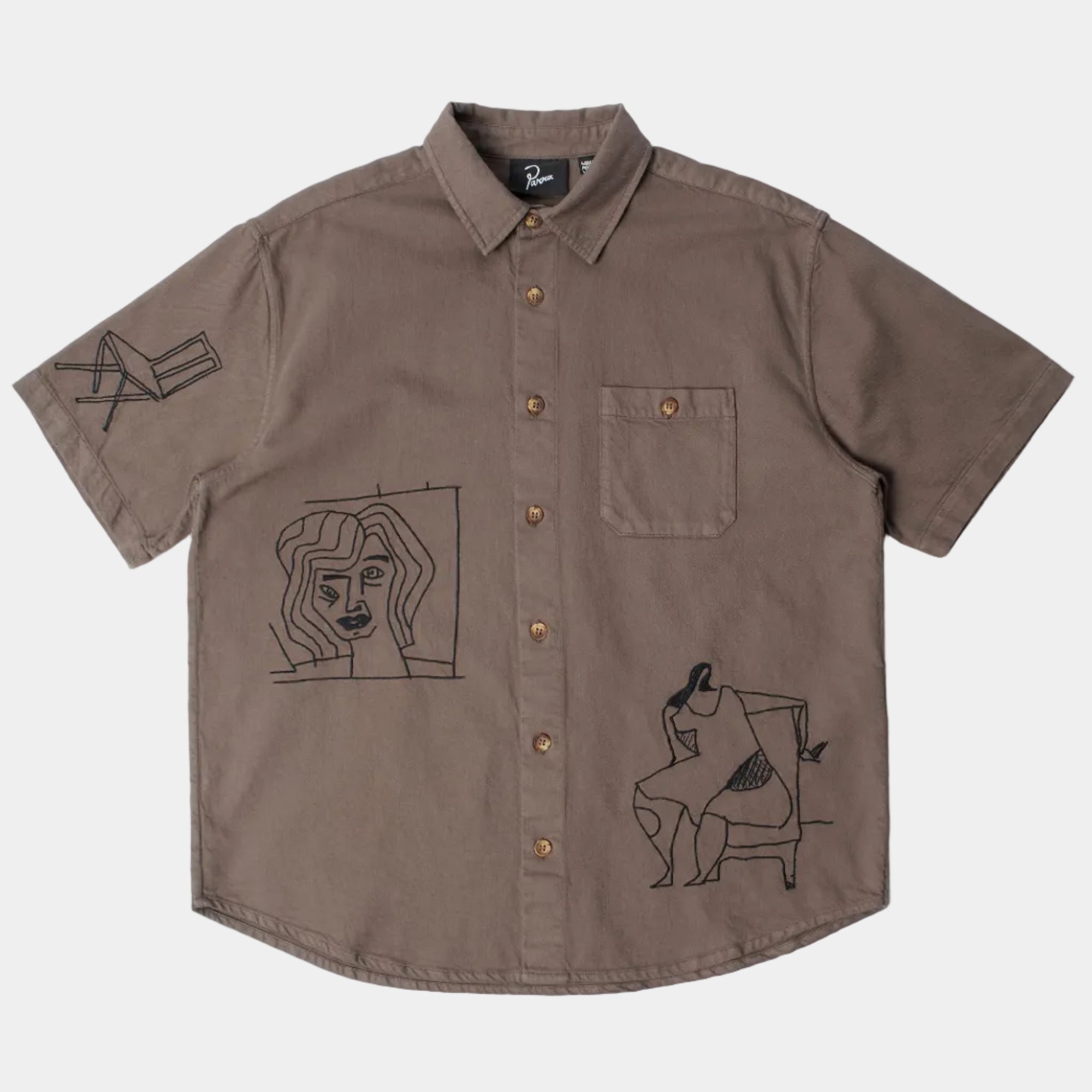By Parra Crooked Face Short Sleeve Shirt - Brown