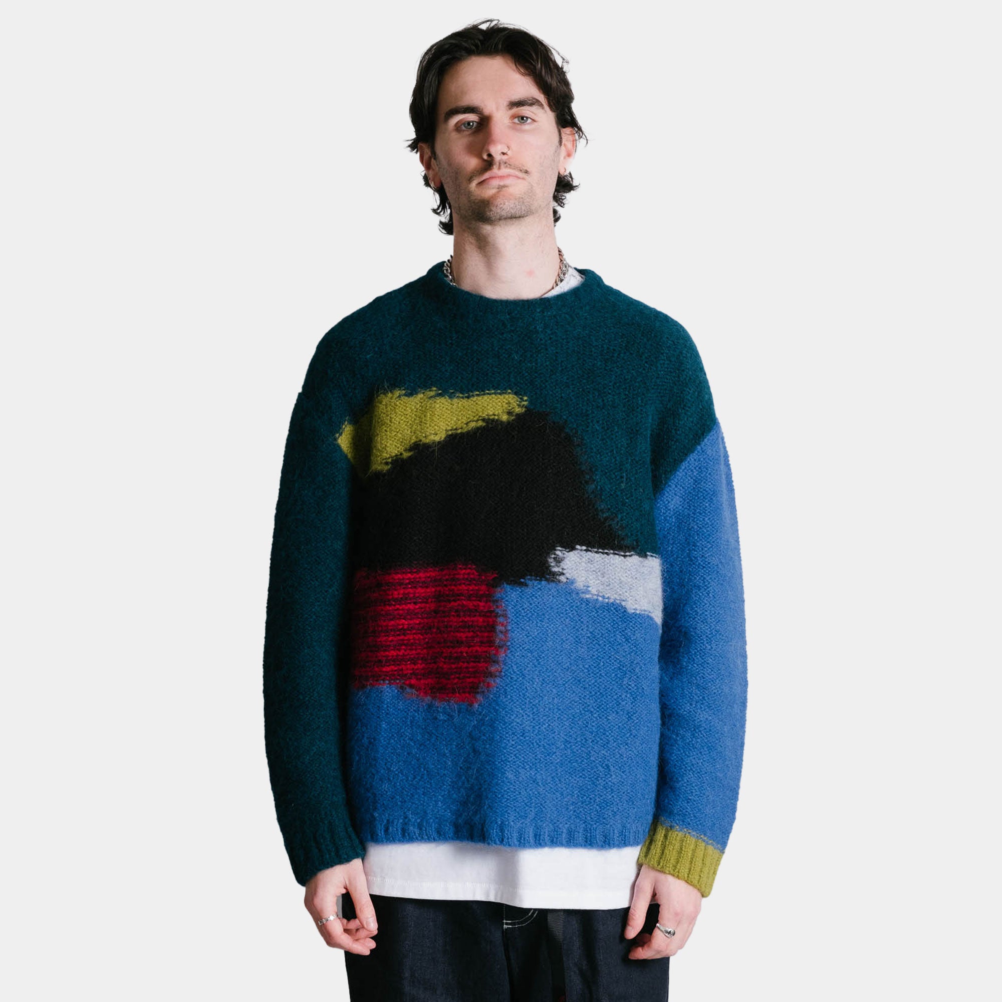 Brain Dead Boxy Knit Sweater - Blue