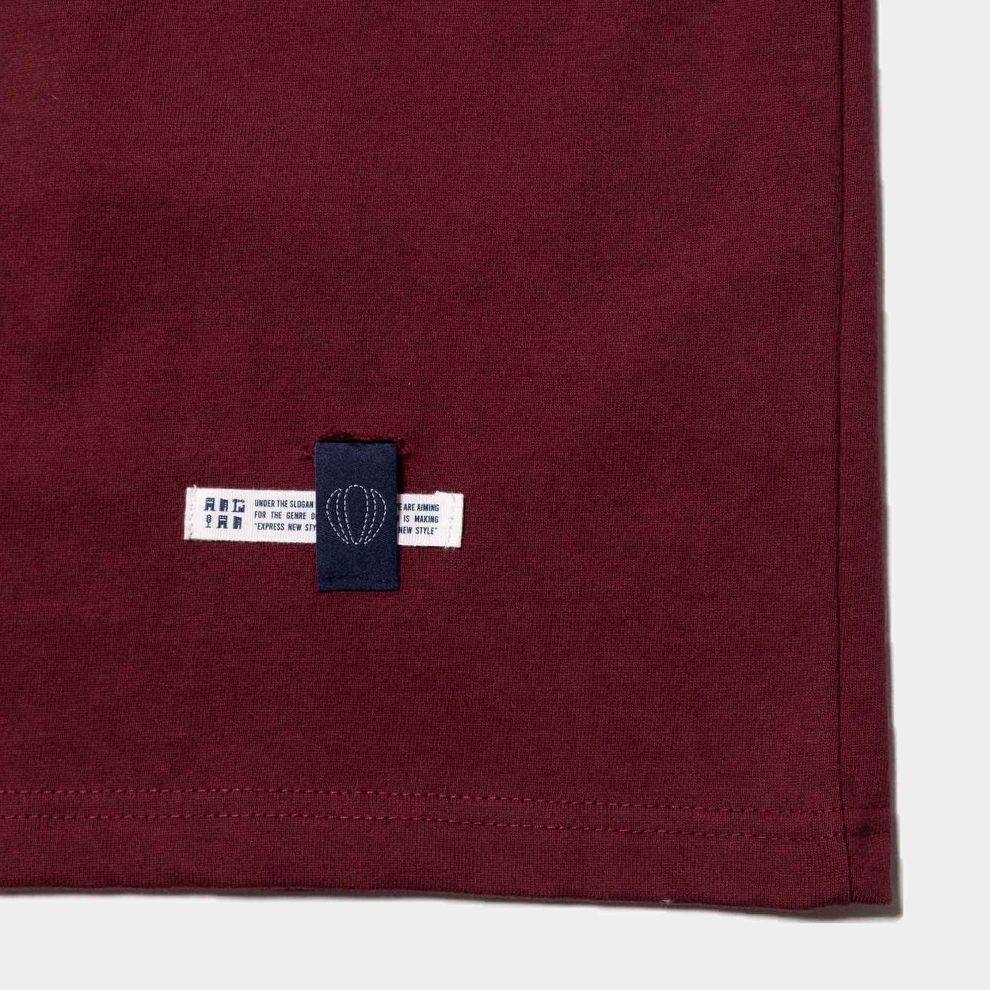 Anglan Applique Logo Half Tee - Burgundy