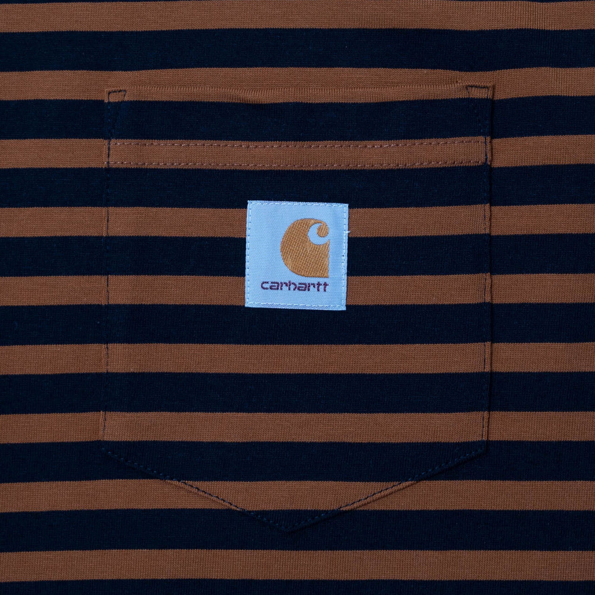 Carhartt WIP Seidler Stripe Pocket T-Shirt - Deep H Brown/Black