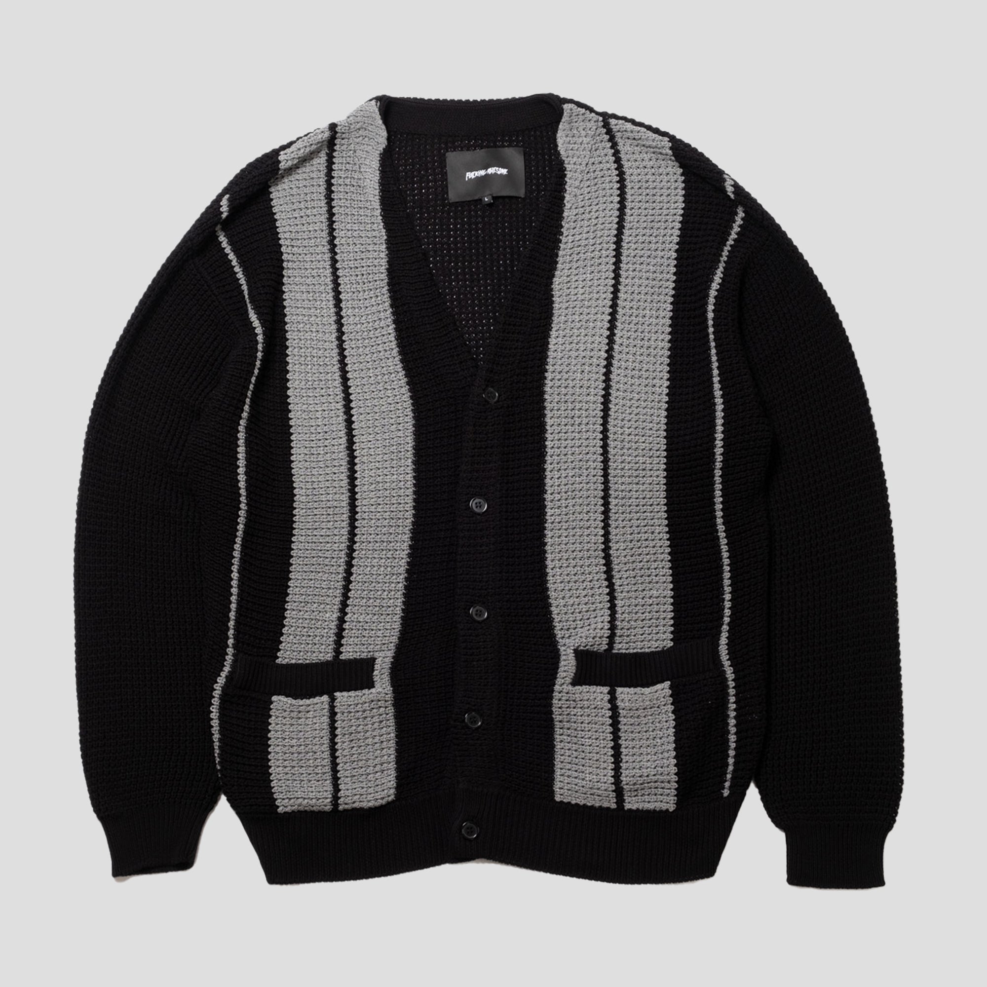 Fucking Awesome School Striped Cardigan - Black