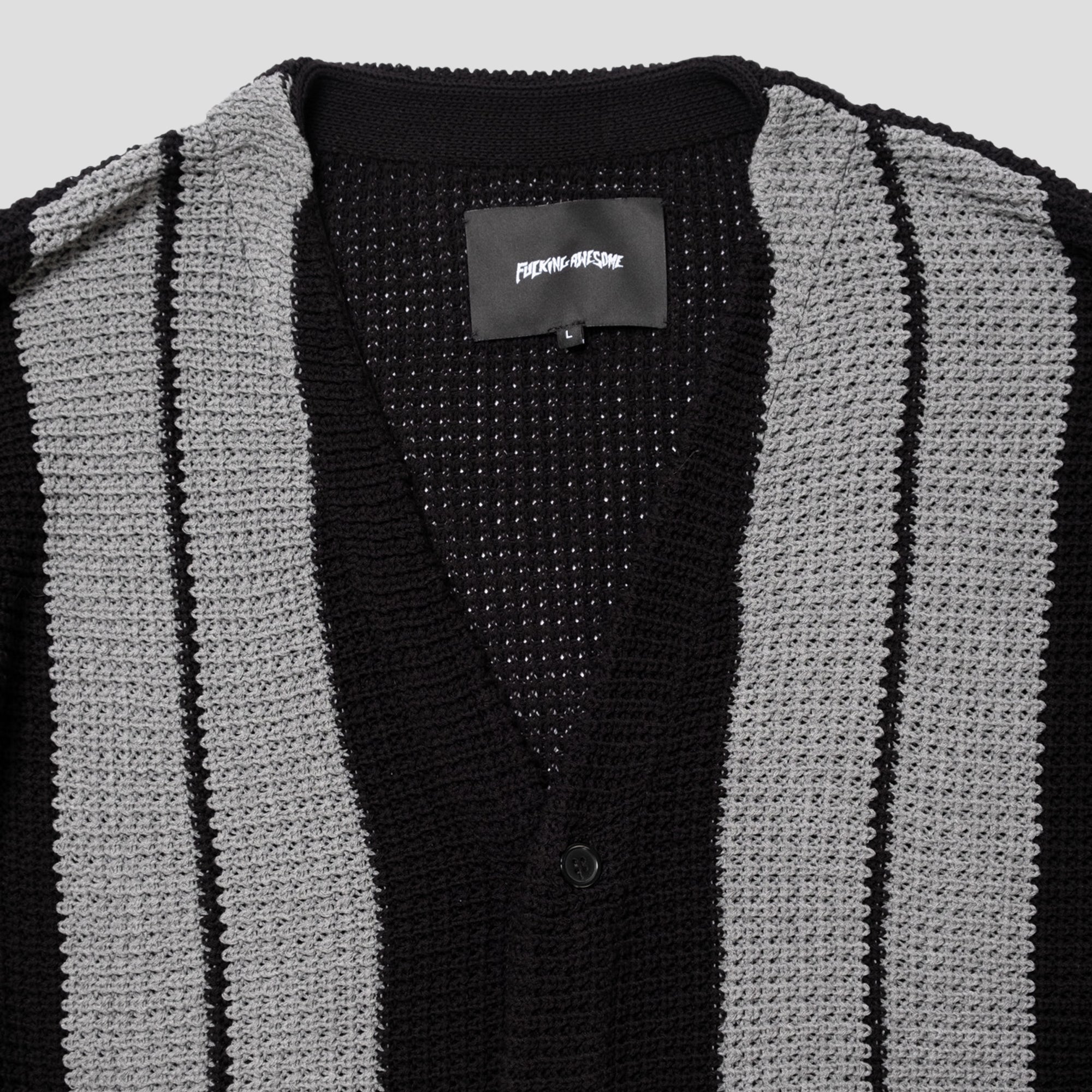 Fucking Awesome School Striped Cardigan - Black