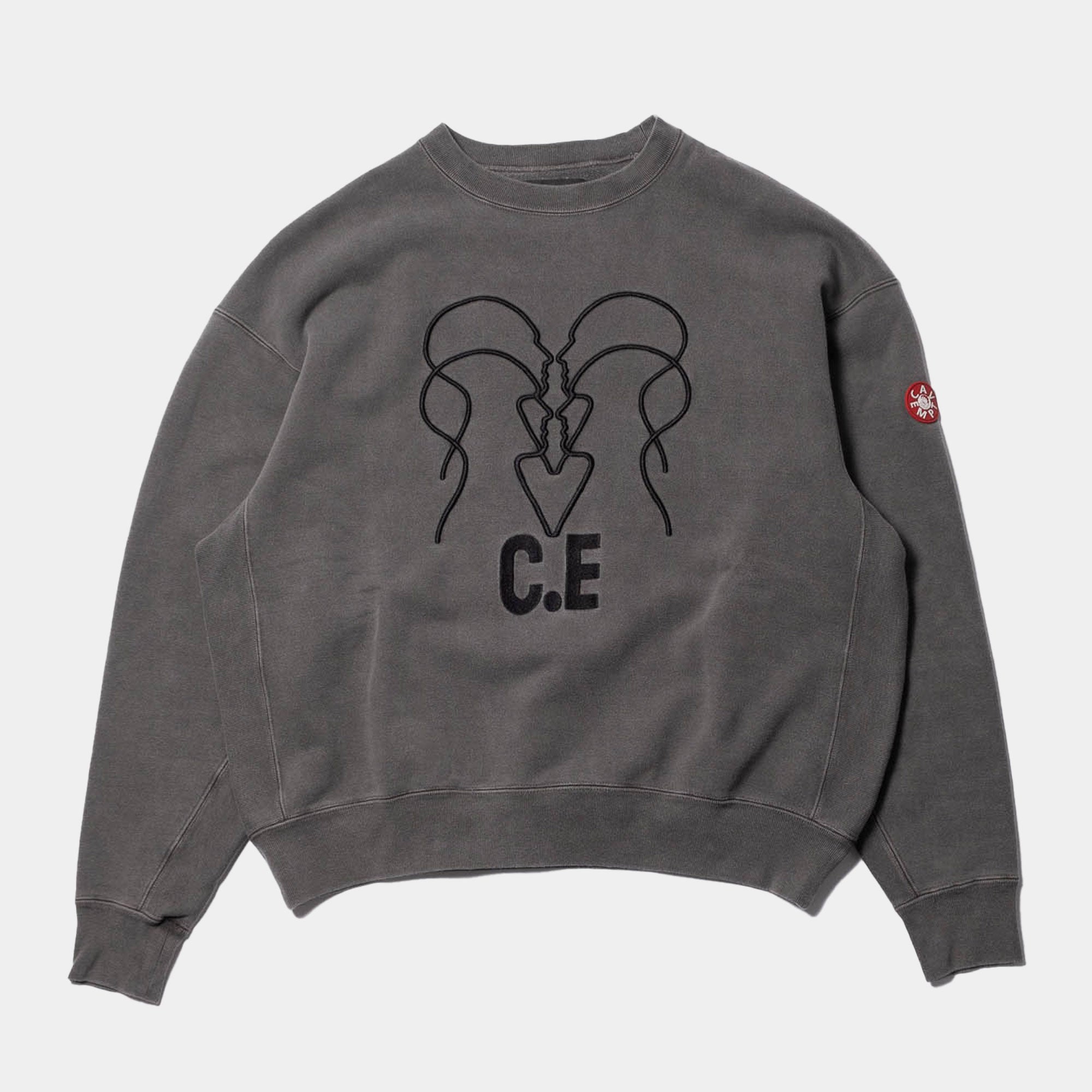 Cav Empt Overdye WB Heads x 4 C.E Crew Neck - Charcoal