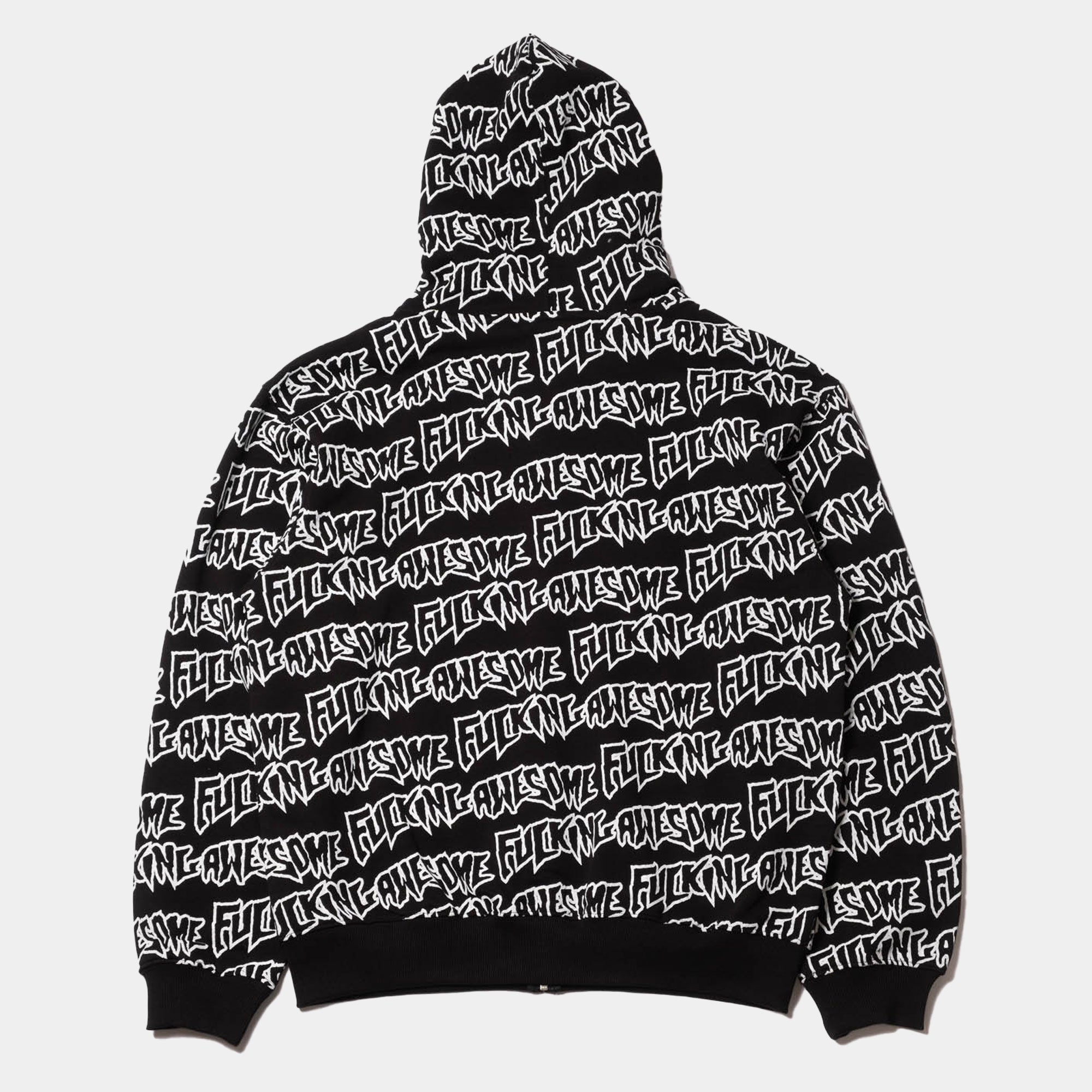 Fucking Awesome AOP Stamp Zipped Hoodie - Black/White