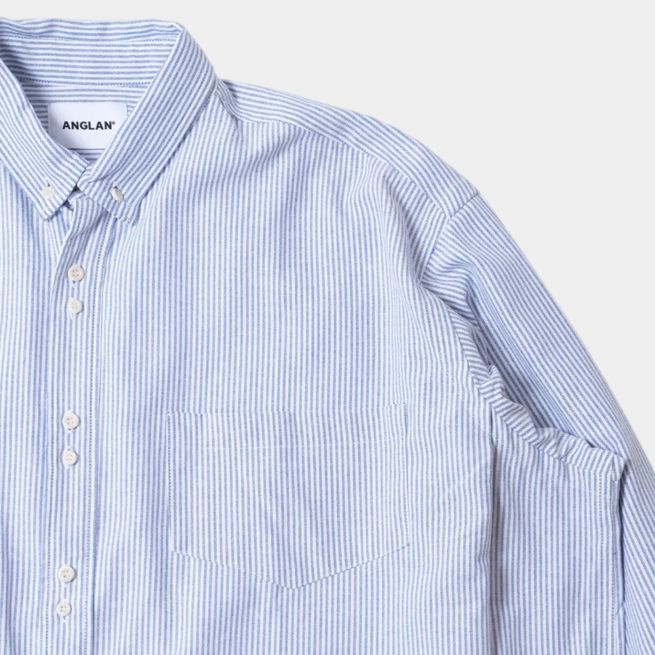 Anglan Double Button Striped Shirt - Blue