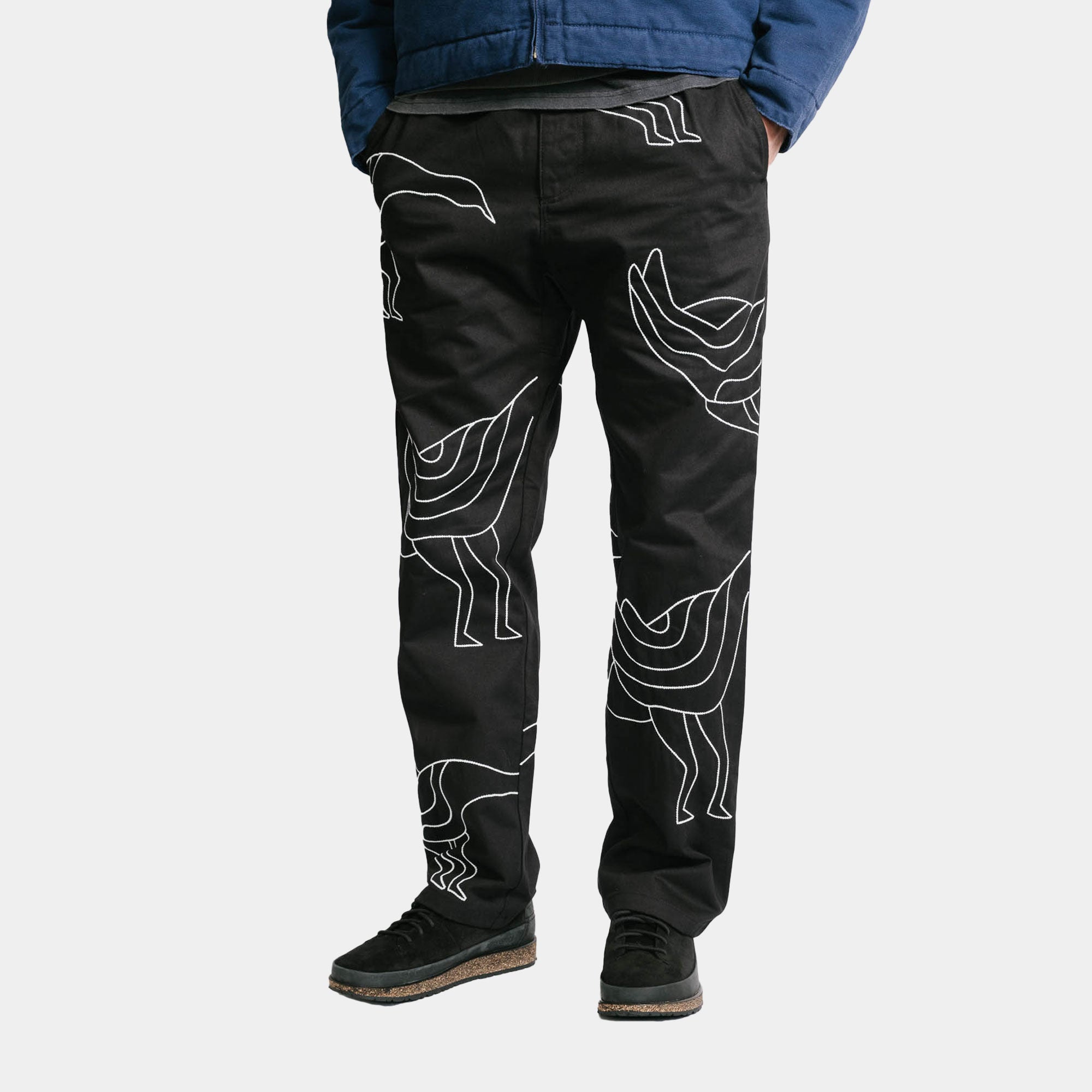 By Parra Stitched Up Duck Pants - Black/White