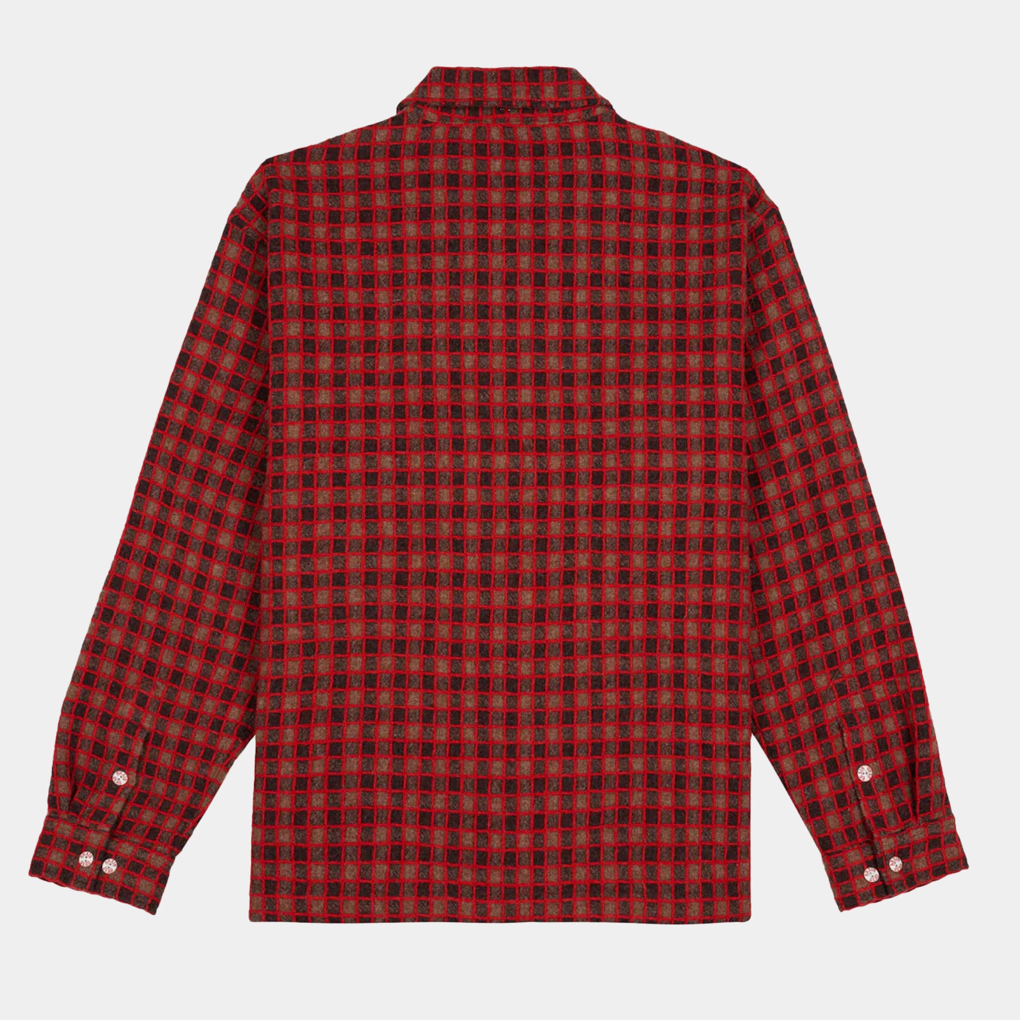 Brain Dead Check Mate Flannel Zip Shirt - Brown