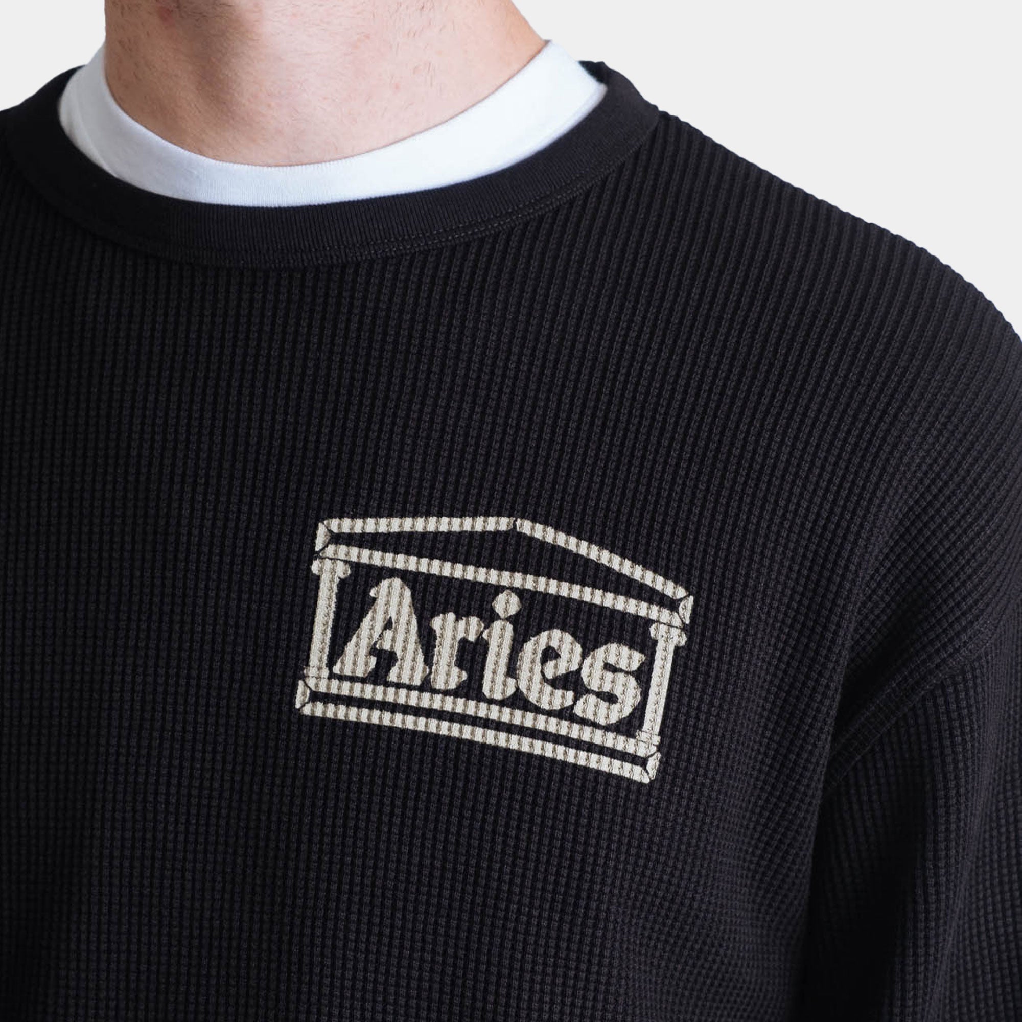 Aries Waffle LS Tee - Black