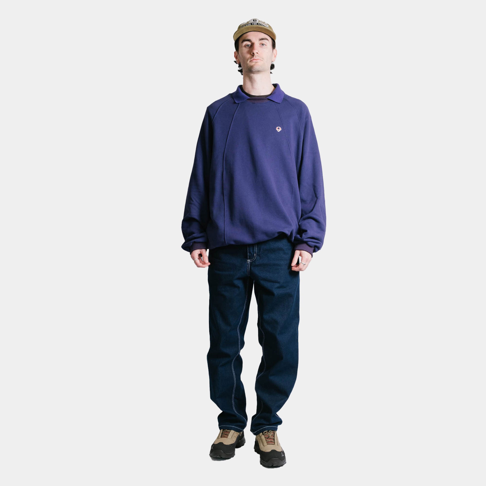 Anglan Wing Collar Incision Sweatshirt - Purple