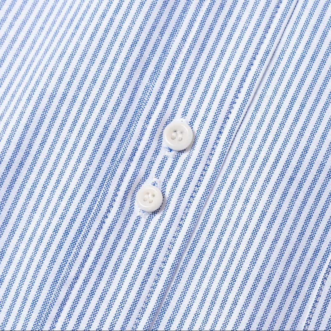 Anglan Double Button Striped Shirt - Blue