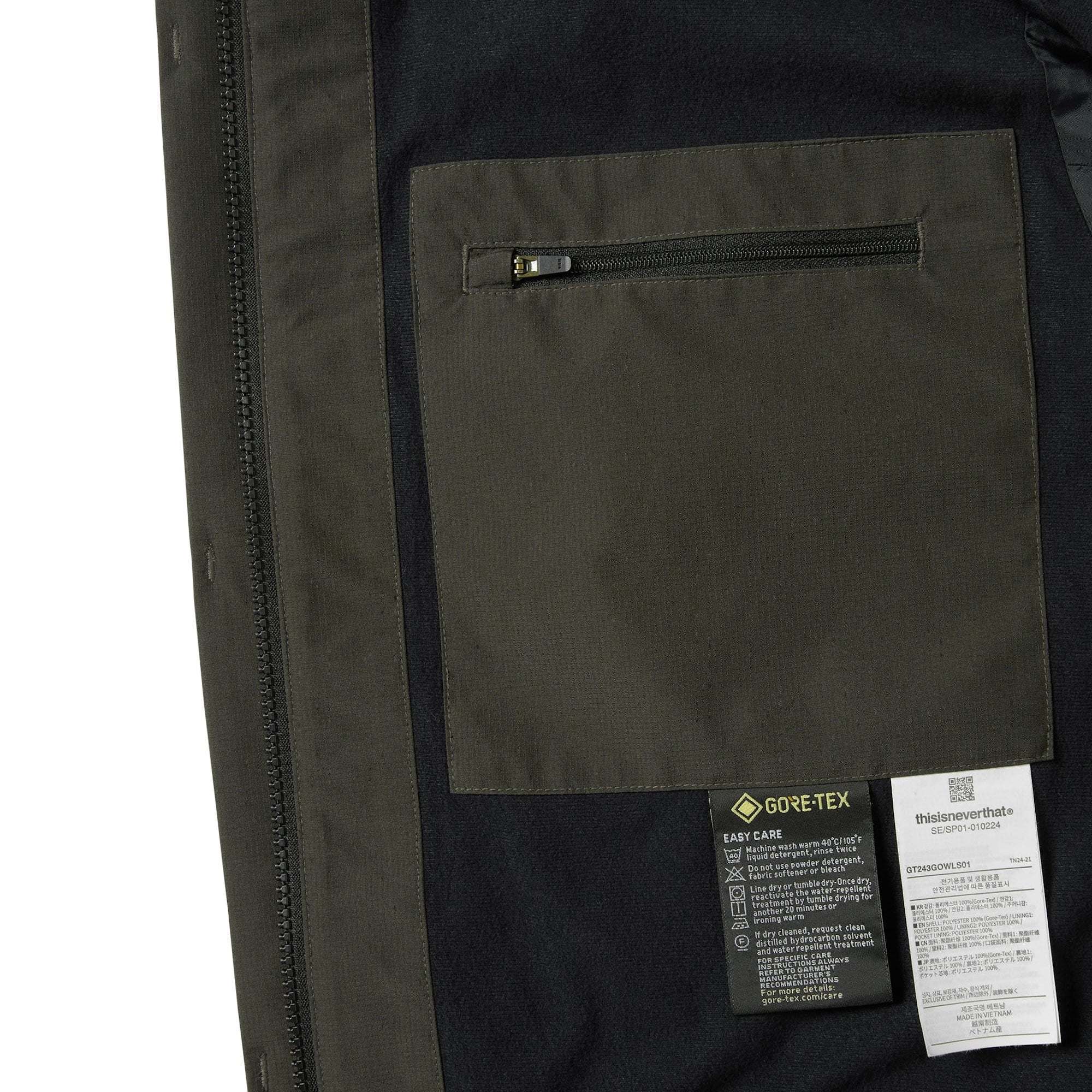 thisisneverthat GORETEX 2L Wet Weather Jacket - Olive