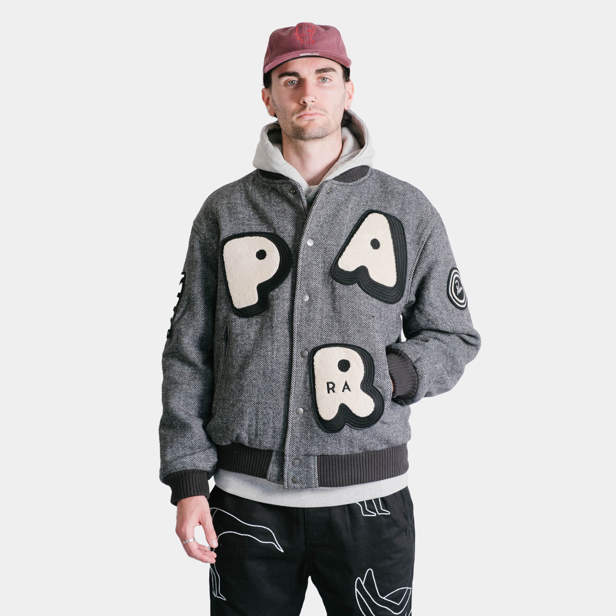 By Parra Rounded PAR Varsity Jacket - Dark Grey