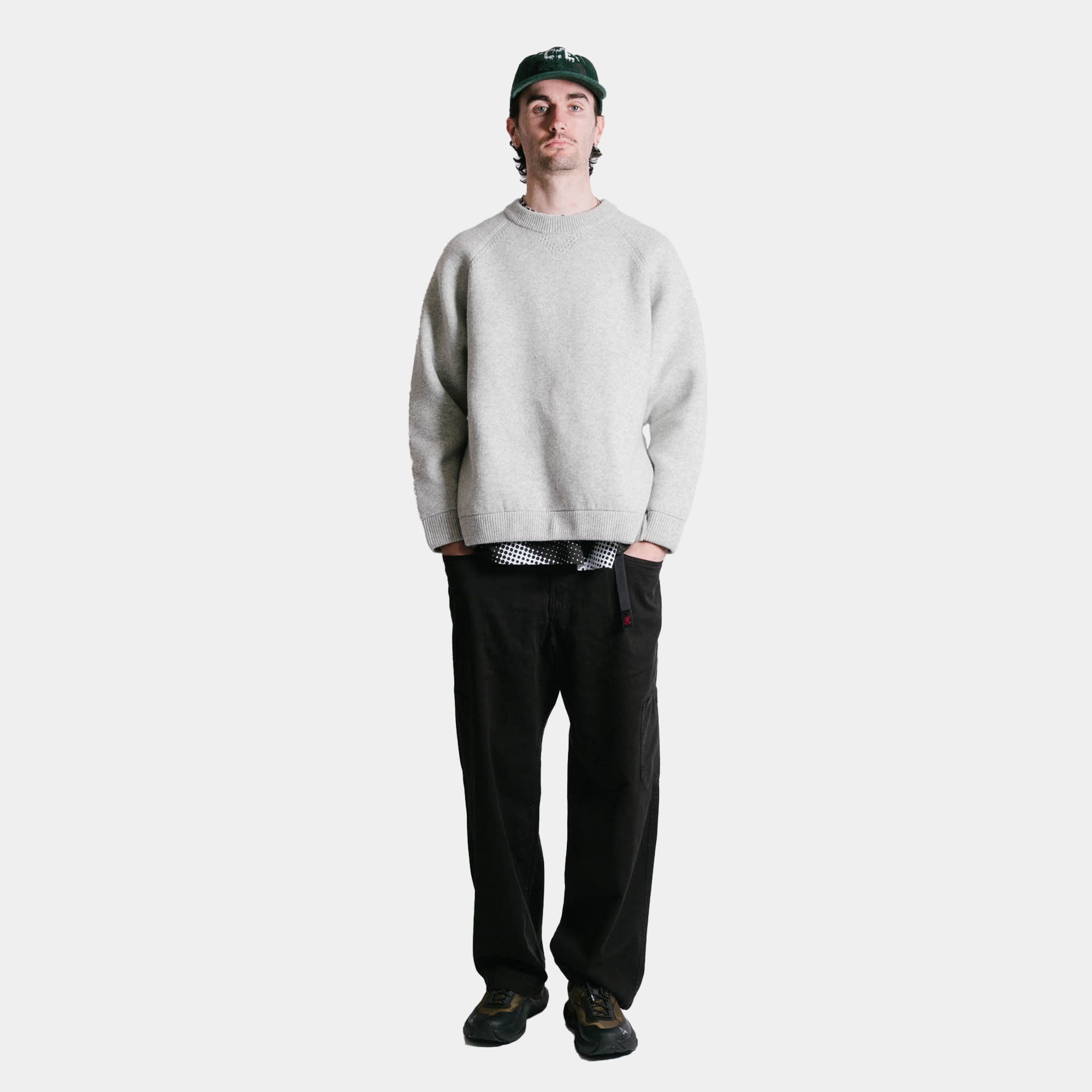 is-ness Ventilation Knitted Crew - Grey