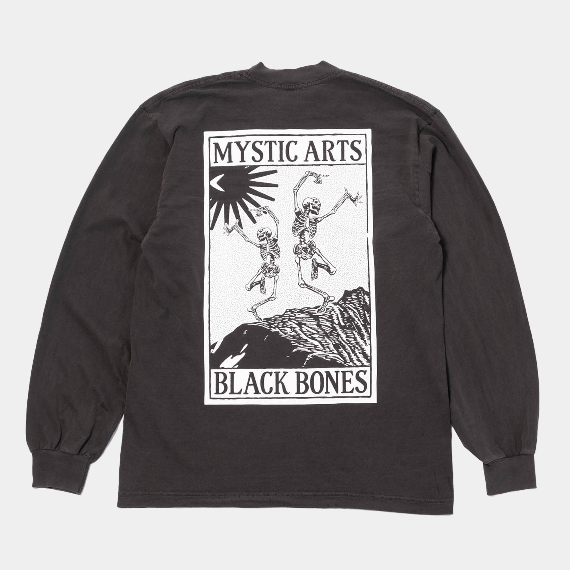 Never Never Mystic Arts/Black Bones LS Tee - Washed Black