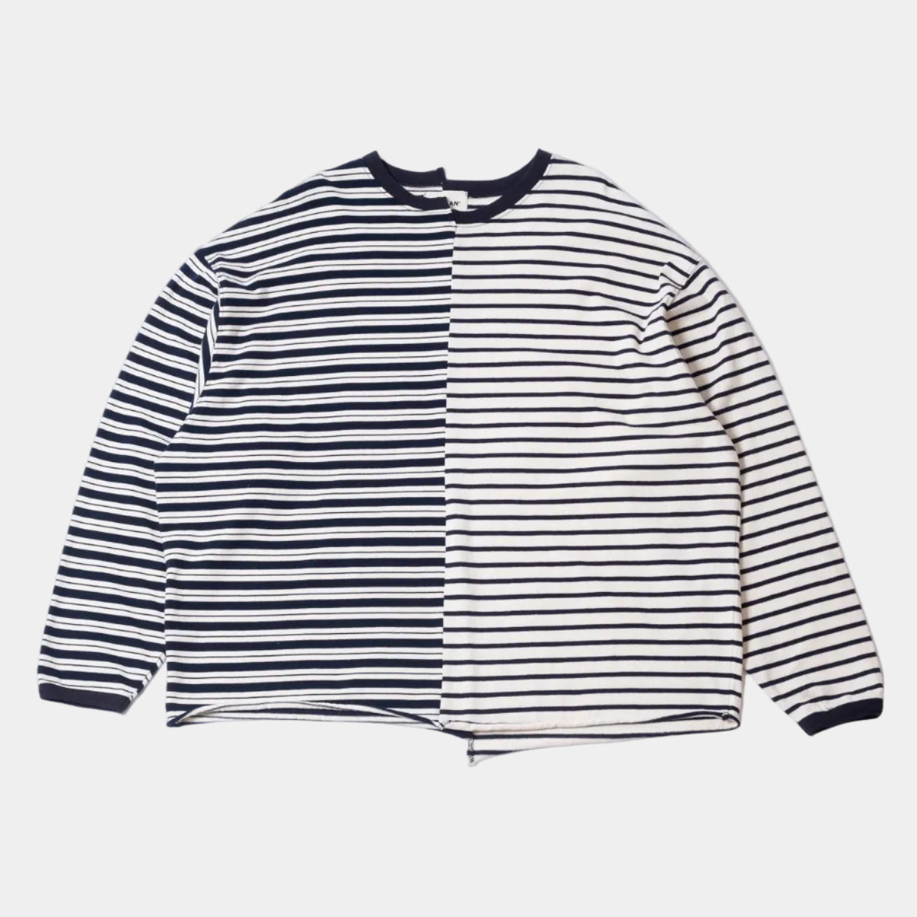 Anglan Unbalanced Stripe Long Sleeve - White/Navy