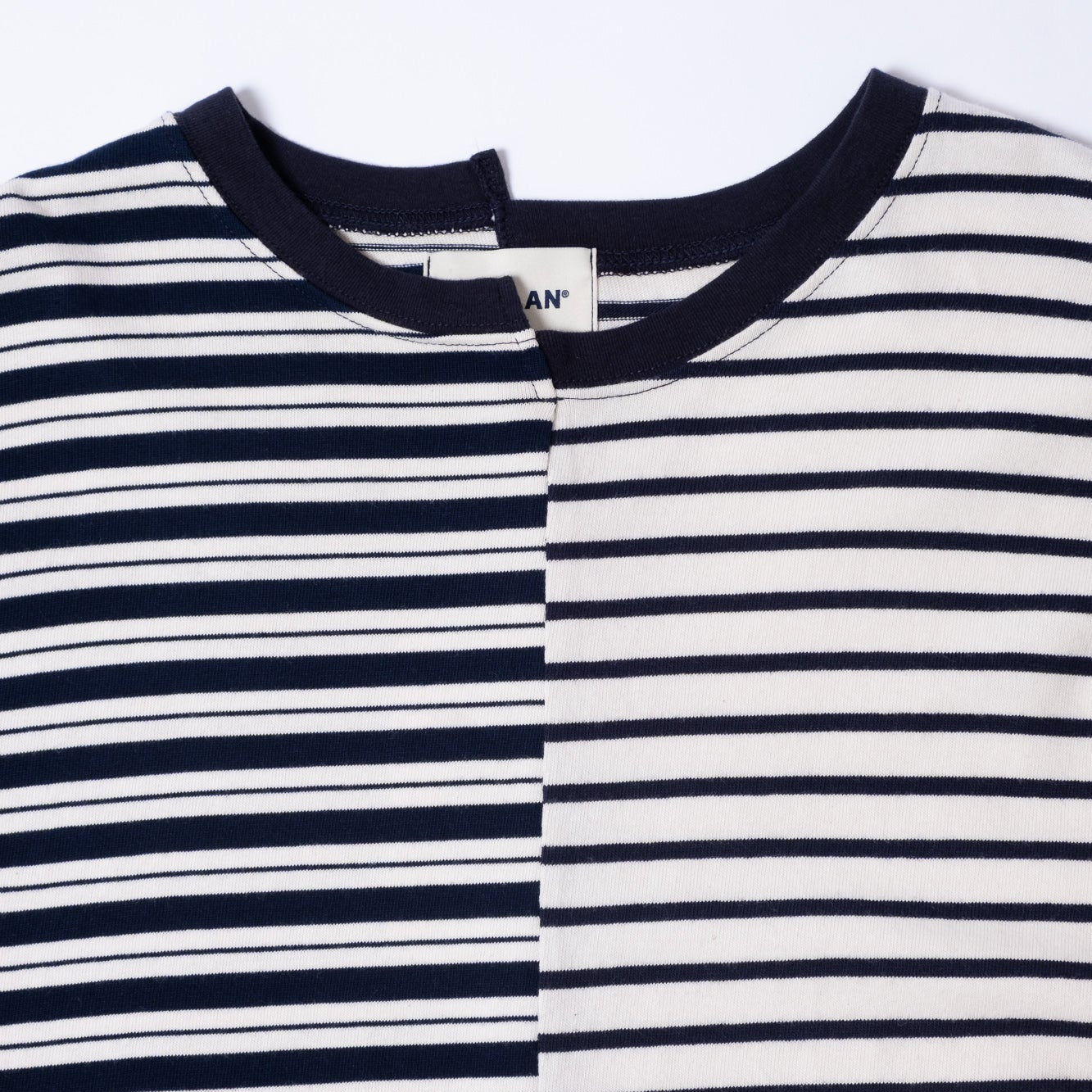 Anglan Unbalanced Stripe Long Sleeve - White/Navy