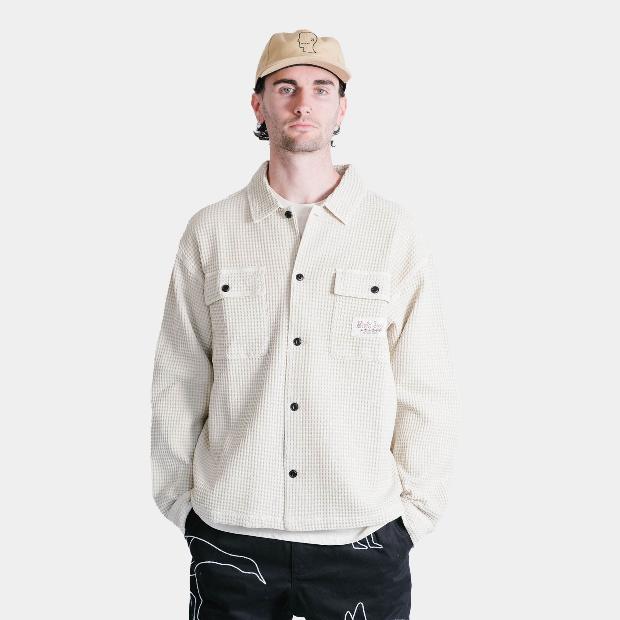 Brain Dead Waffle Button Front Shirt - Natural