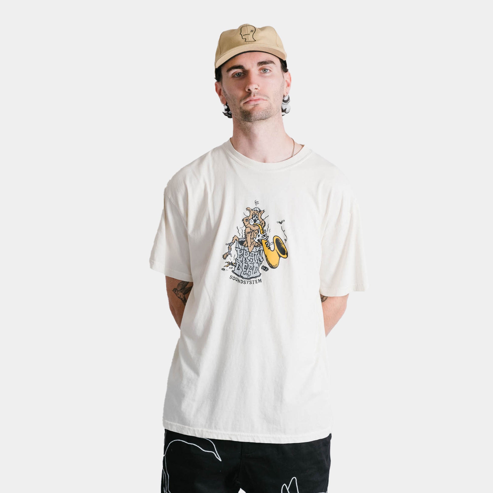 Brain Dead Trash Cat T-Shirt - Natural