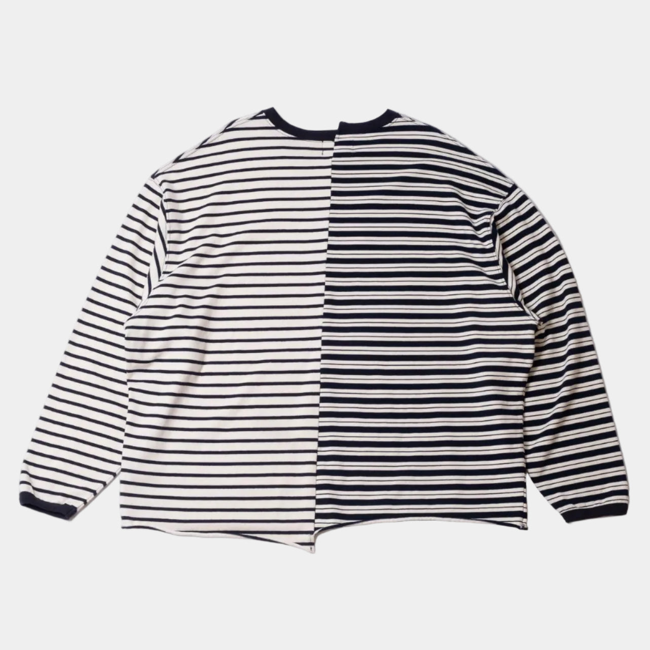 Anglan Unbalanced Stripe Long Sleeve - White/Navy