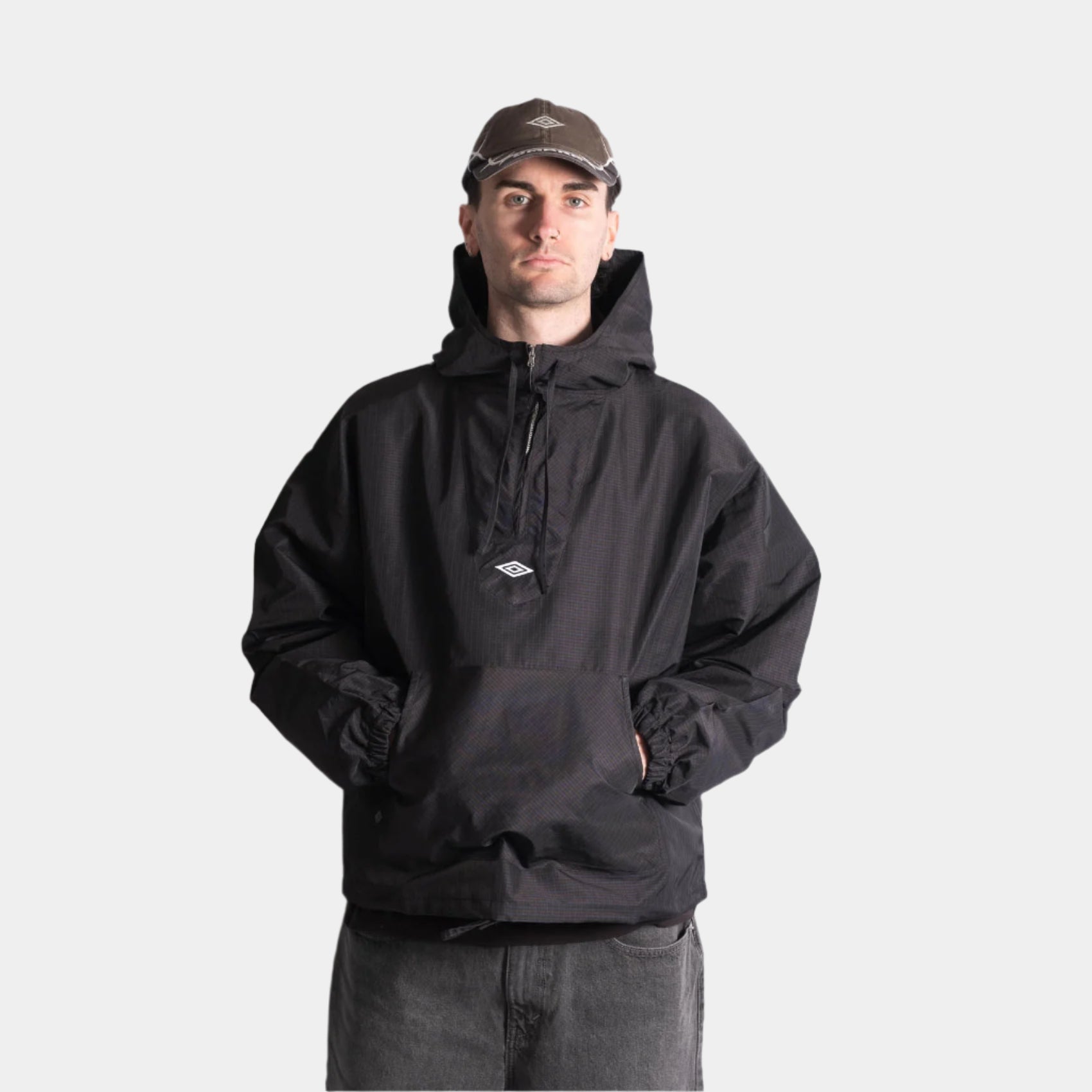 Umbro Check Mask Anorak - Navy/Dark Brown